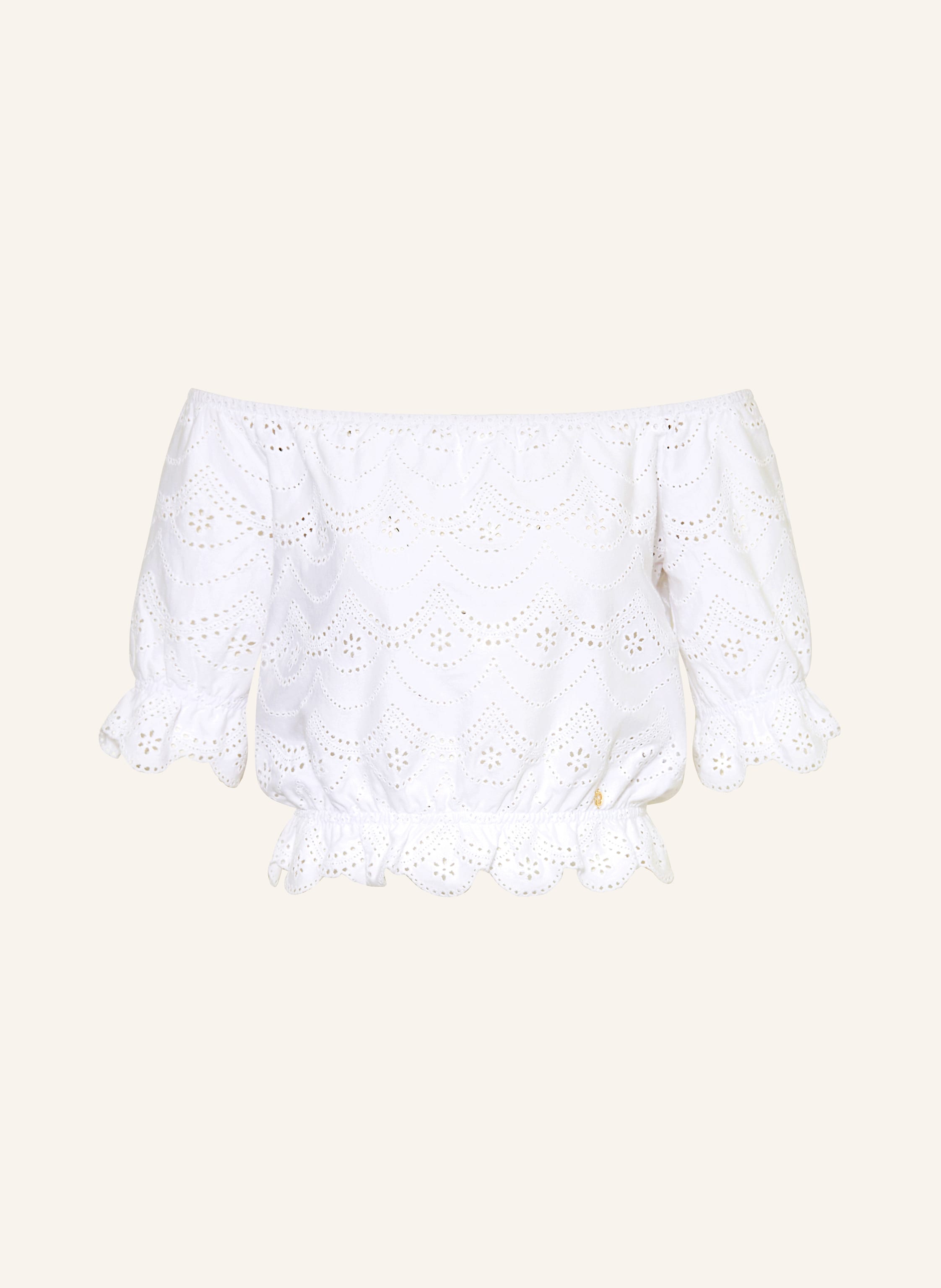 Guess Off-Shoulder-Bluse Aus Lochspitze weiss