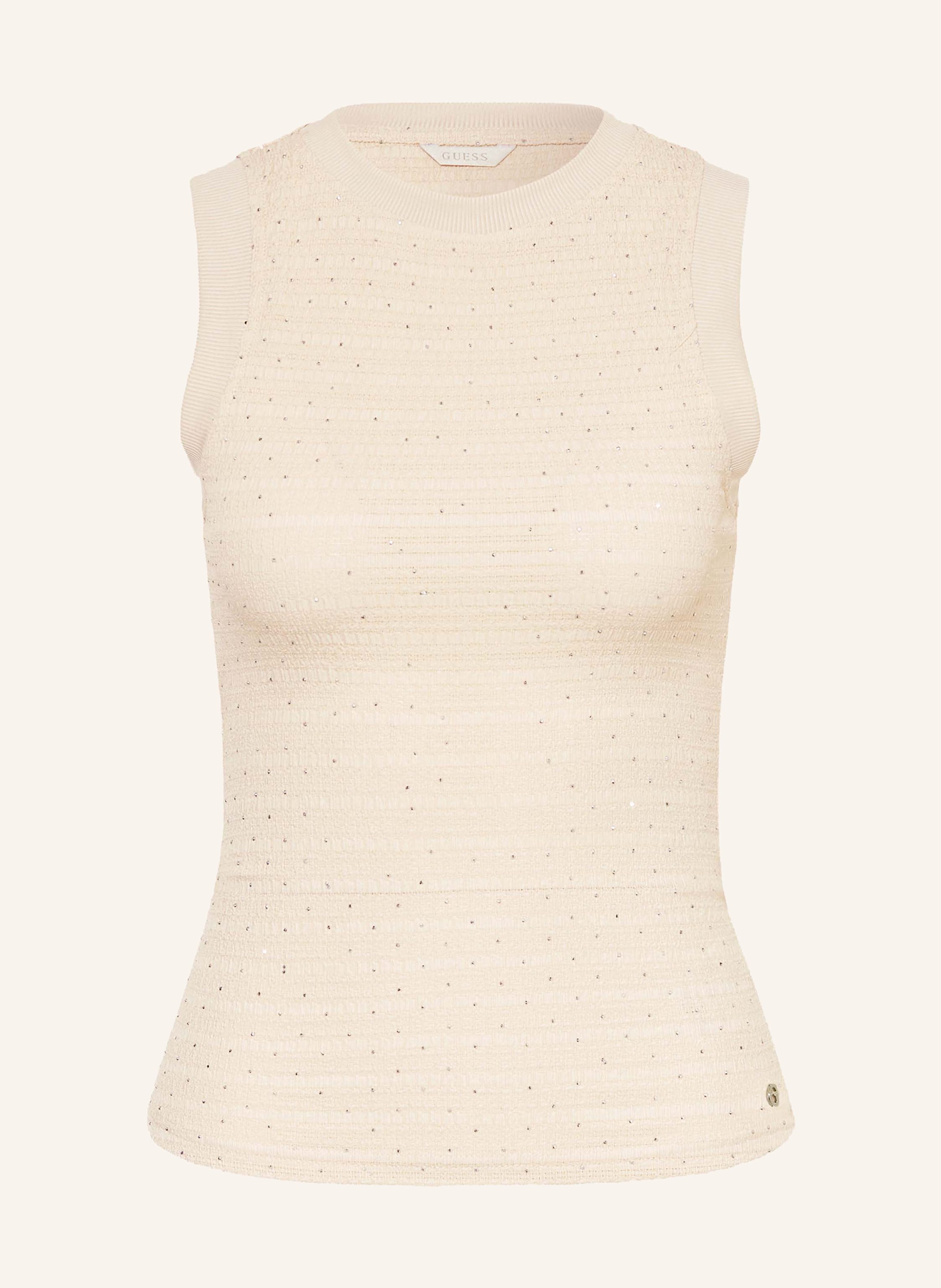 Guess Top Francine Mit Schmucksteinen beige