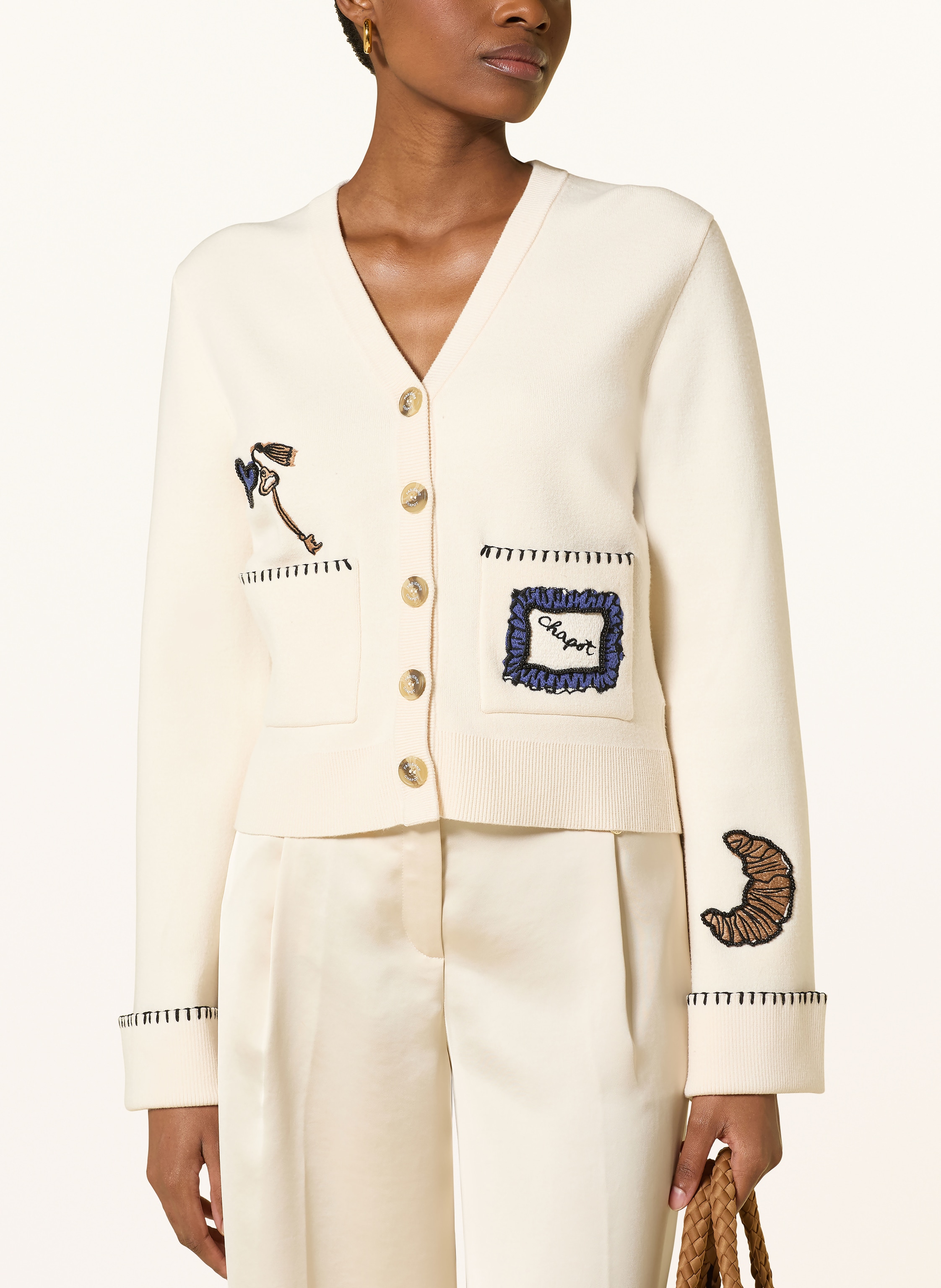 Thumbnail - Fabienne Chapot Strickjacke Betty Mit Stickereien weiss