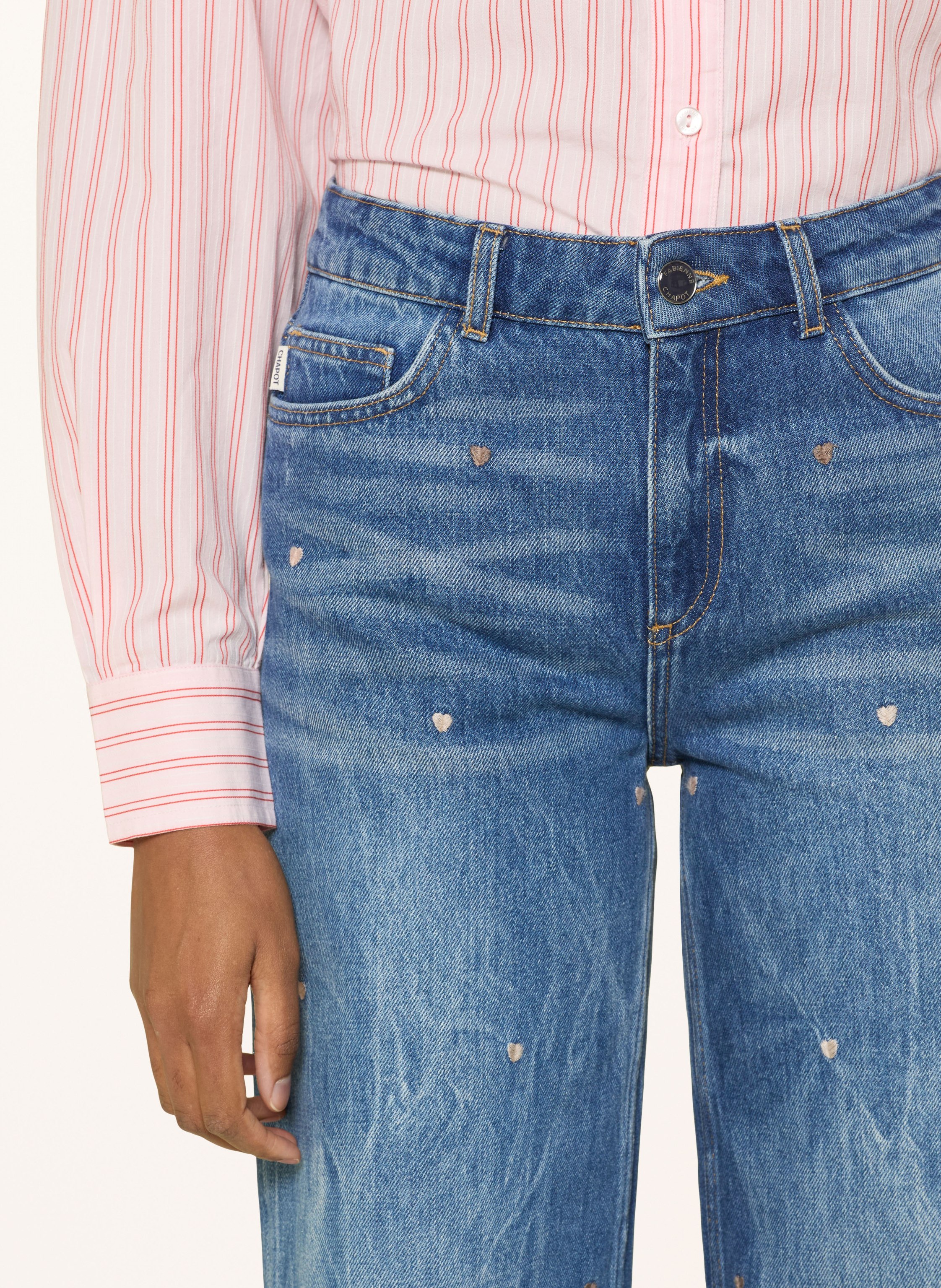 Thumbnail - Fabienne Chapot Wide Leg Jeans Thea Mit Stickereien blau