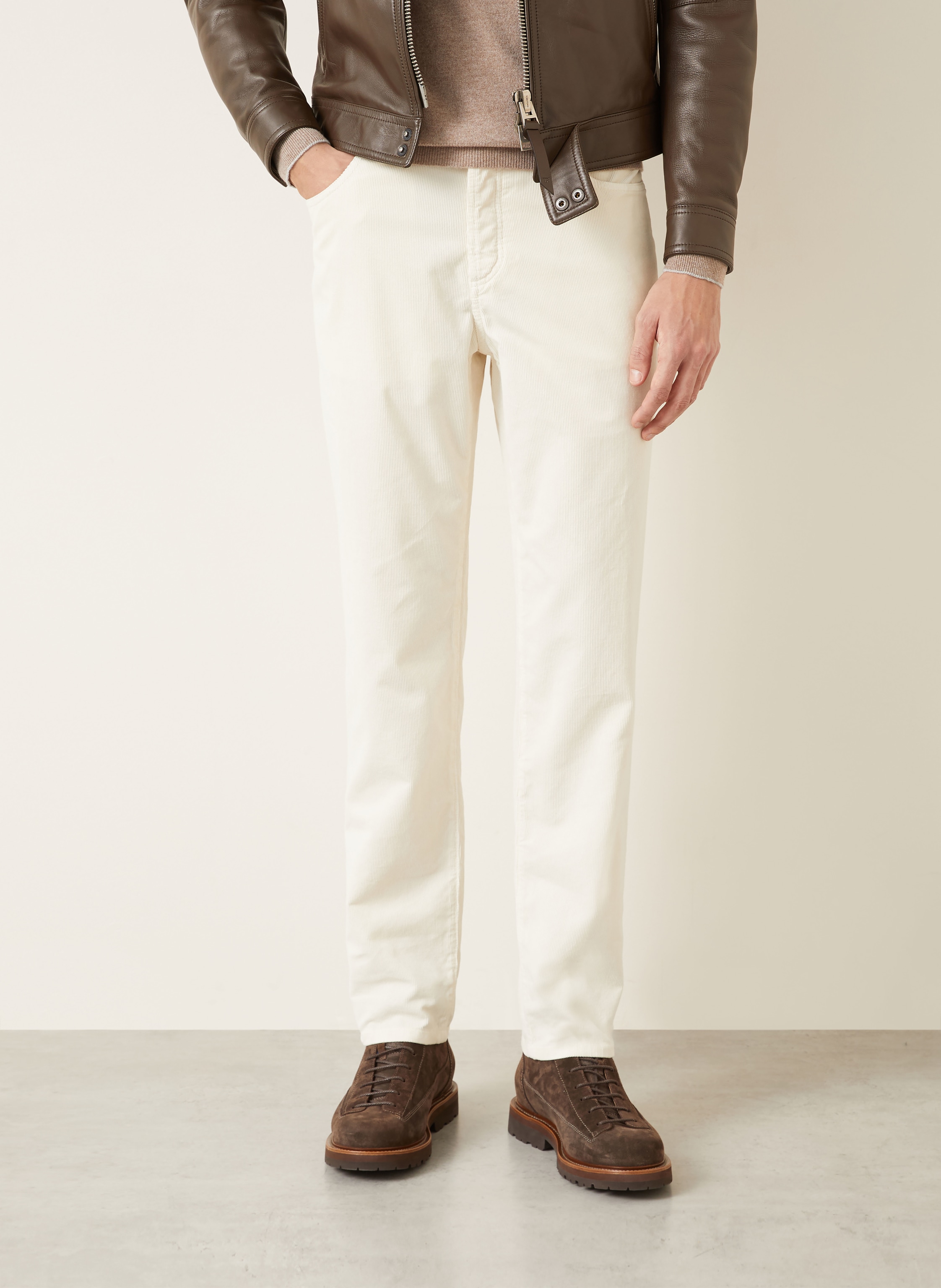 Thumbnail - Brunello Cucinelli Cordhose Slim Fit weiss