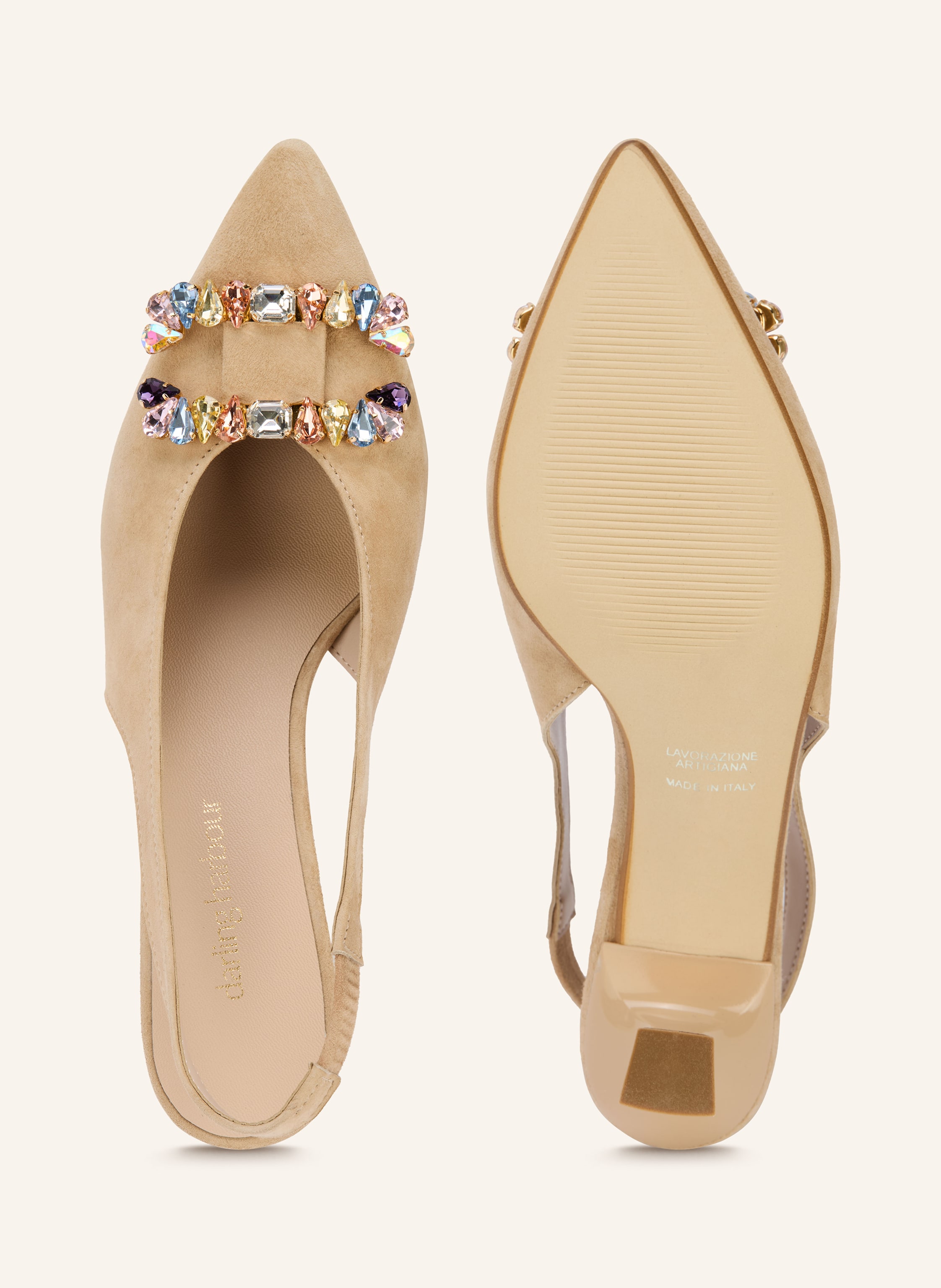 Thumbnail - Darling Harbour Slingpumps Mit Schmucksteinen beige