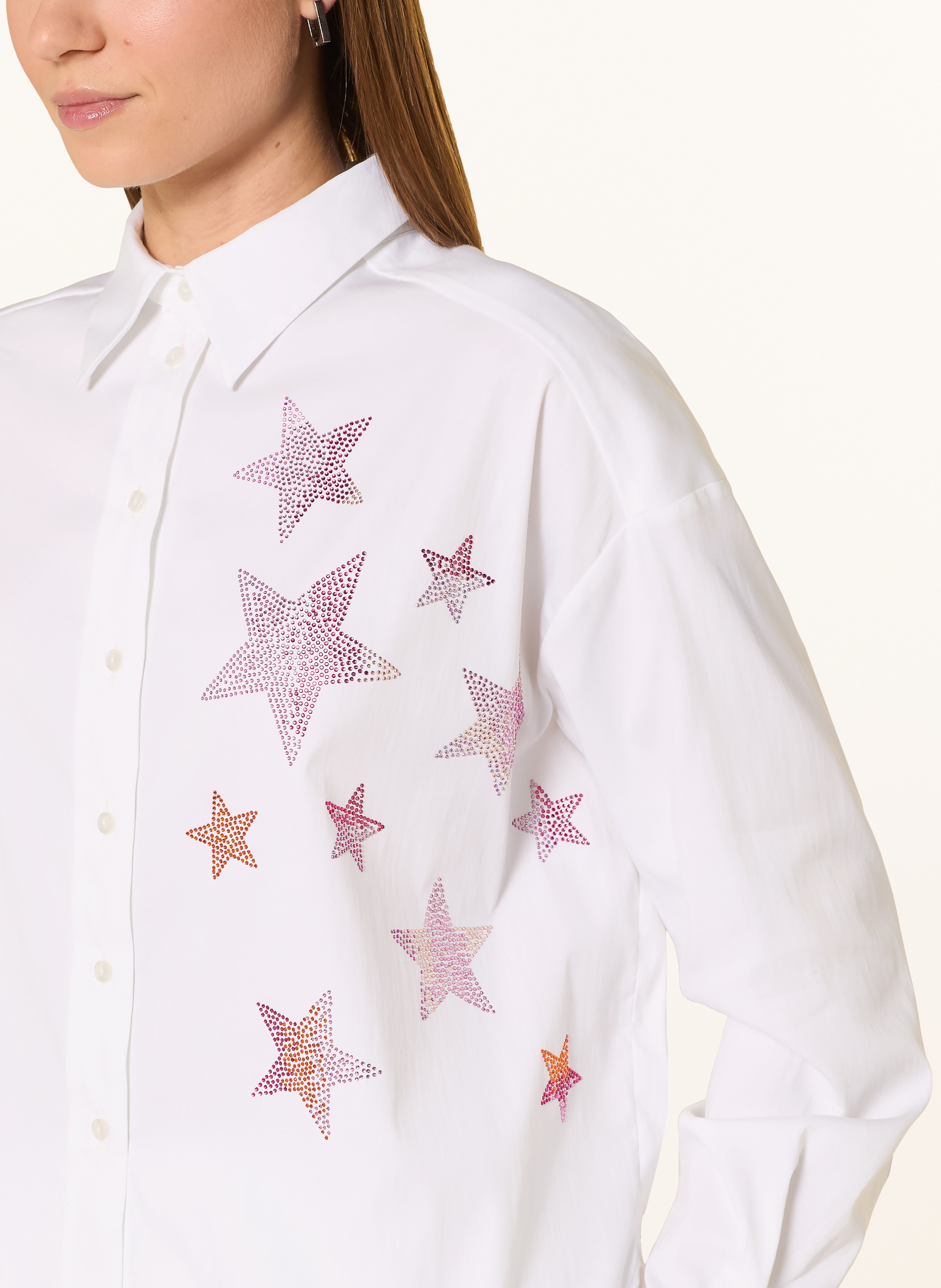 Thumbnail - Milano Italy Hemdbluse Mit Schmucksteinen weiss