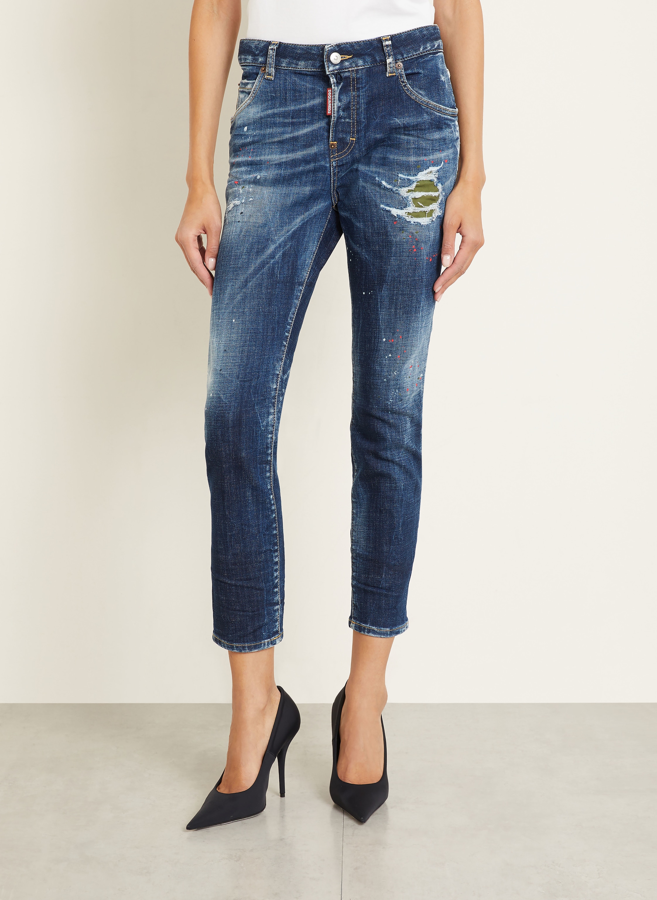 Thumbnail - dsquared2 Destroyed Jeans Teddy blau