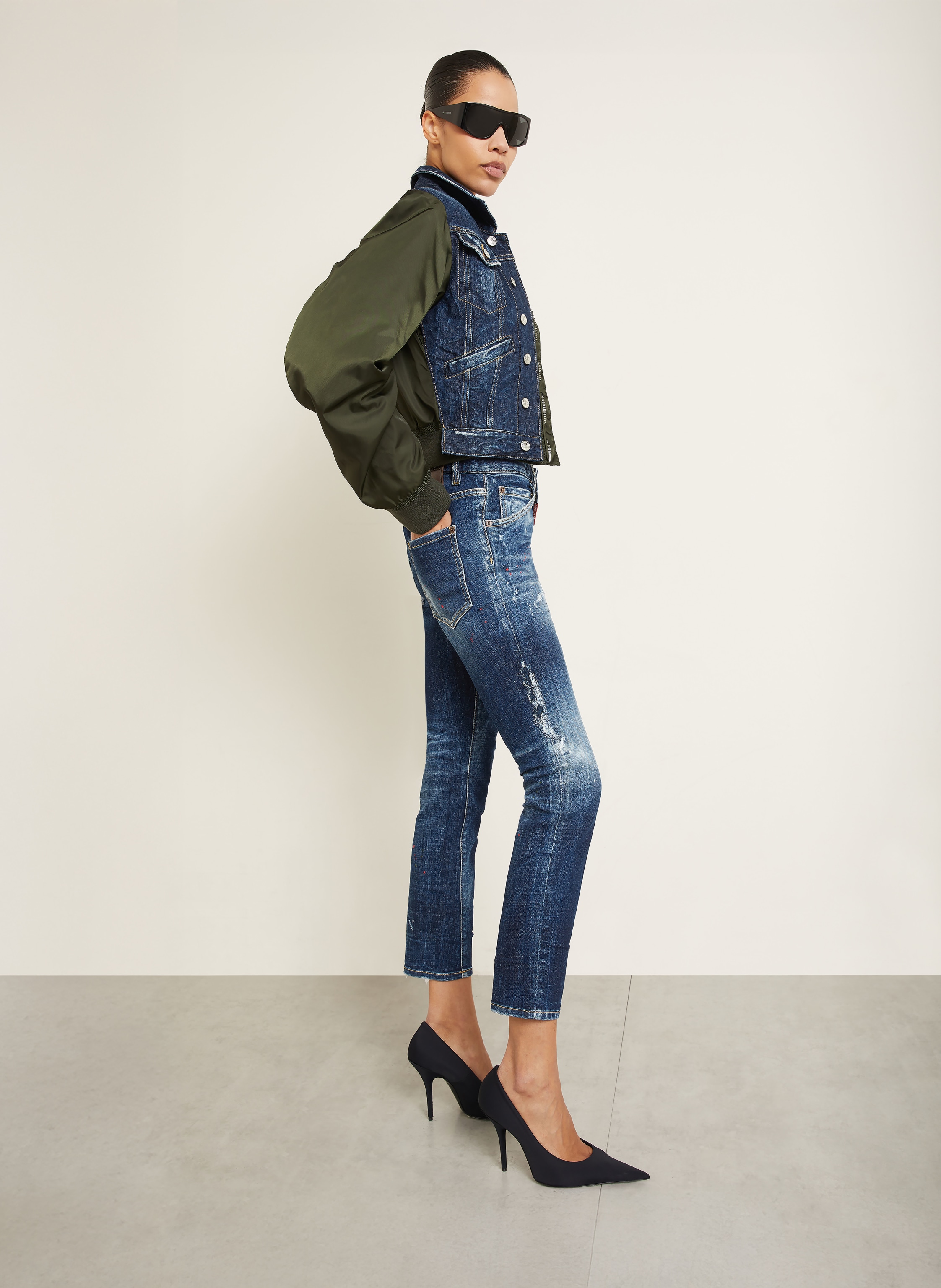 Thumbnail - dsquared2 Destroyed Jeans Teddy blau