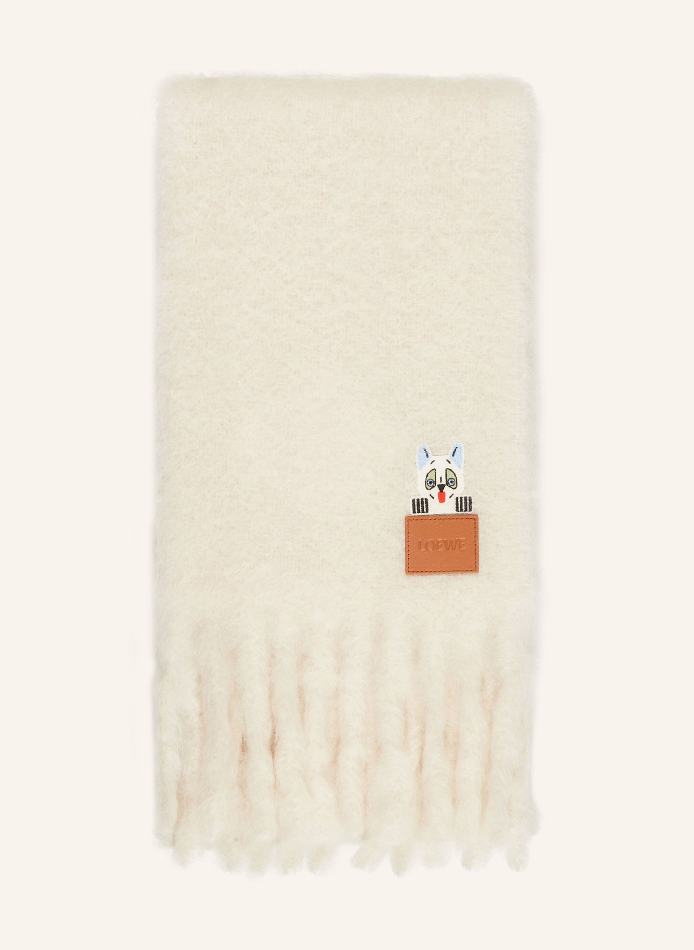 Loewe Loewe Schal Mit Mohair weiss in ECRU