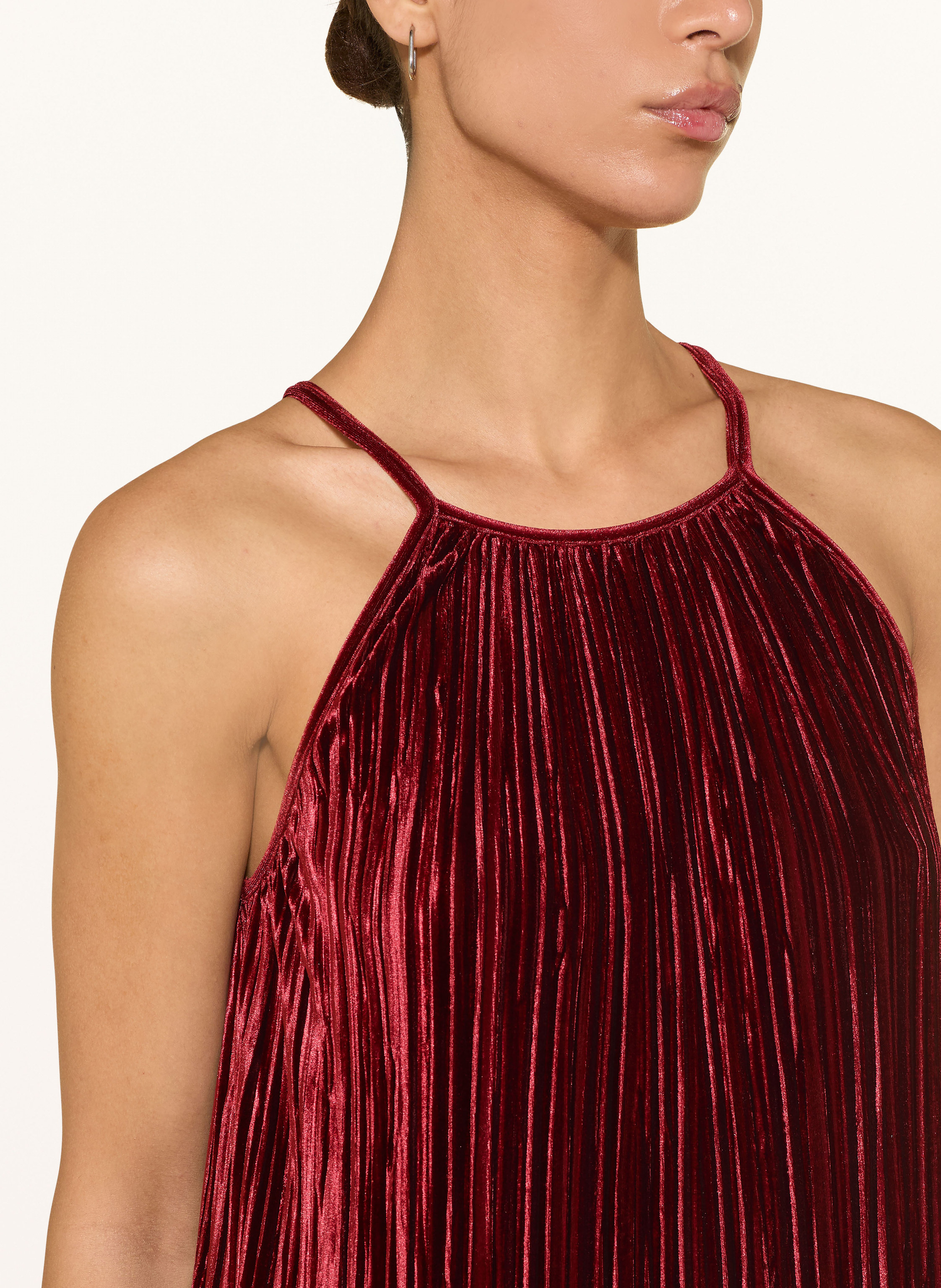 Thumbnail - Esthé Etuikleid Aus Samt Mit Plissees rot