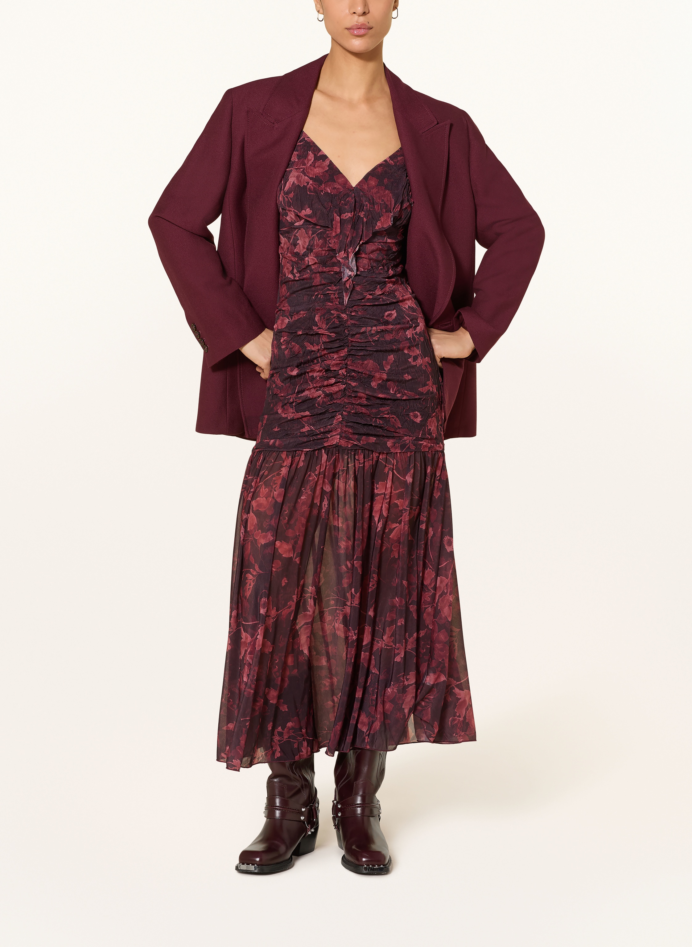 Thumbnail - Esthé Kleid Mit Rüschen rot