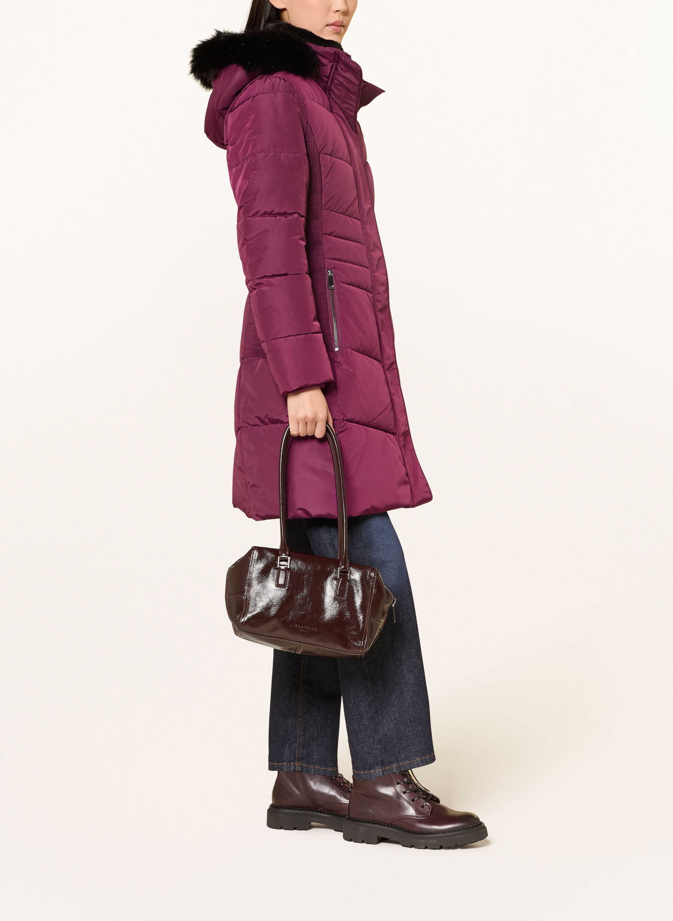 Thumbnail - Hobbs Steppmantel Mit Kunstfell Und Abnehmbarer Kapuze lila