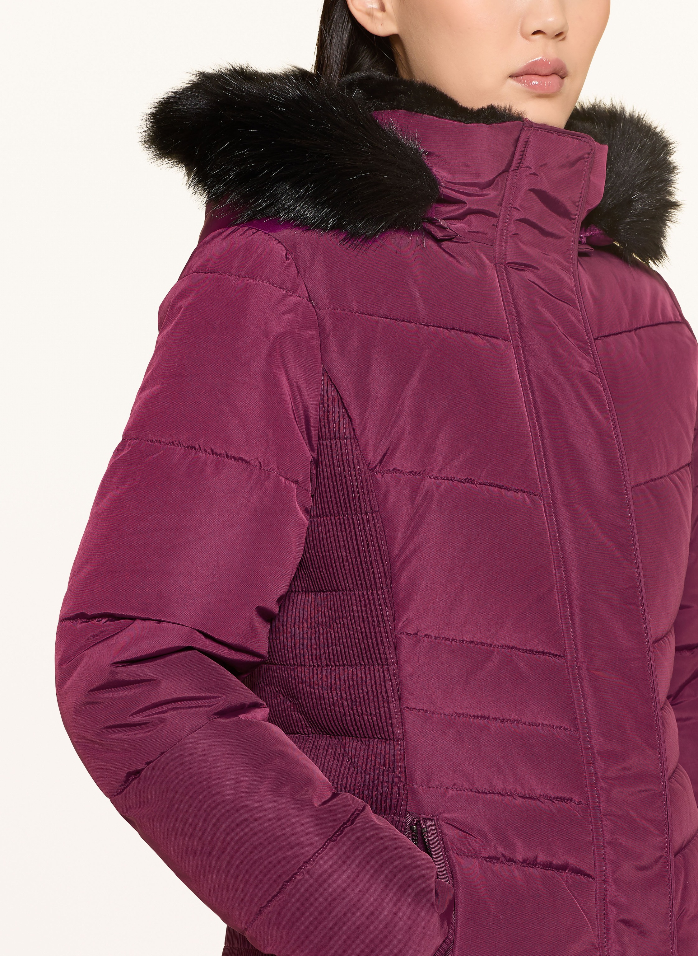 Thumbnail - Hobbs Steppmantel Mit Kunstfell Und Abnehmbarer Kapuze lila