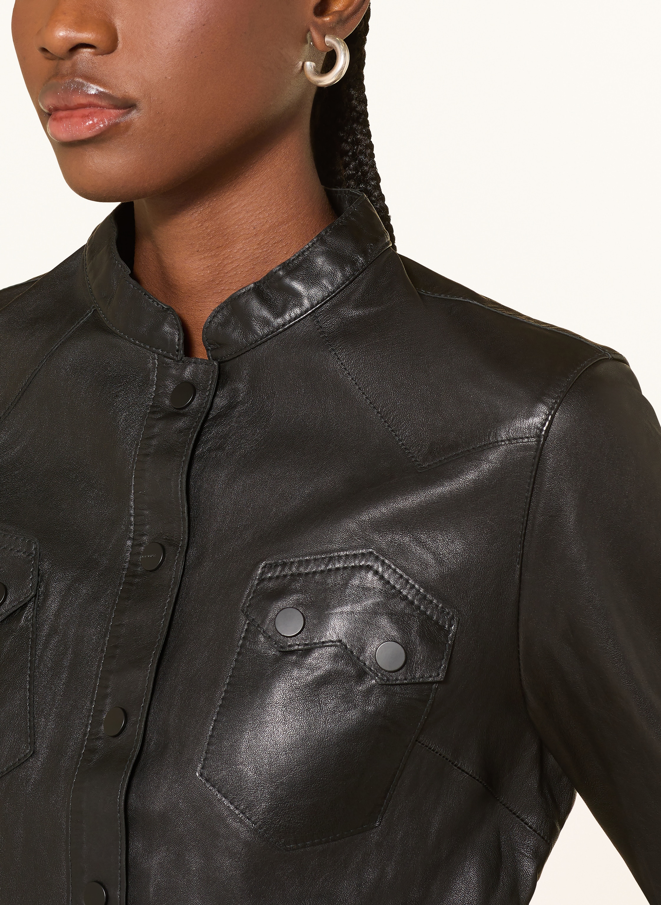 Thumbnail - Allsaints Lederbluse schwarz