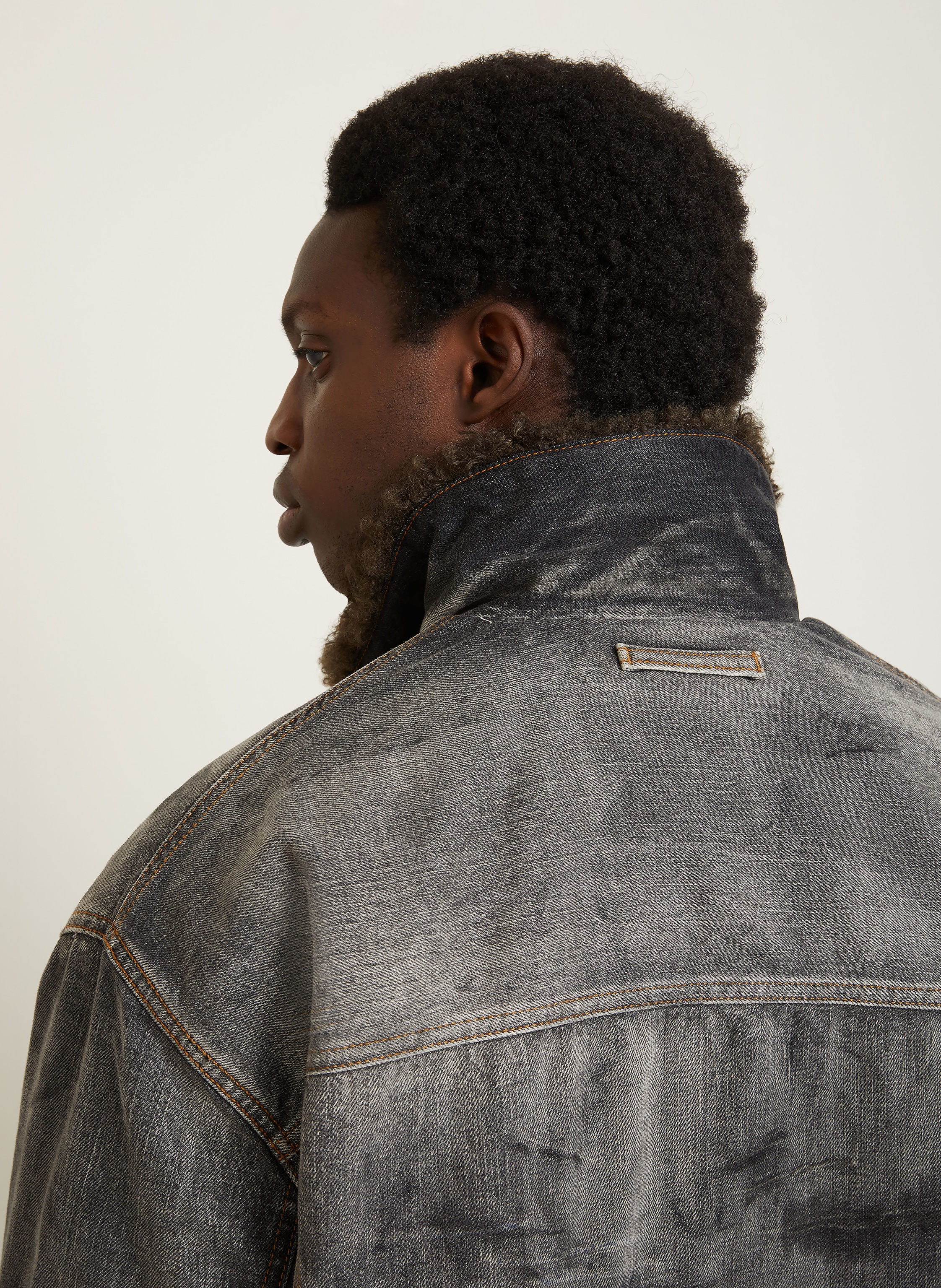 Thumbnail - Acne Studios Jeansjacke Mit Kunstfell schwarz