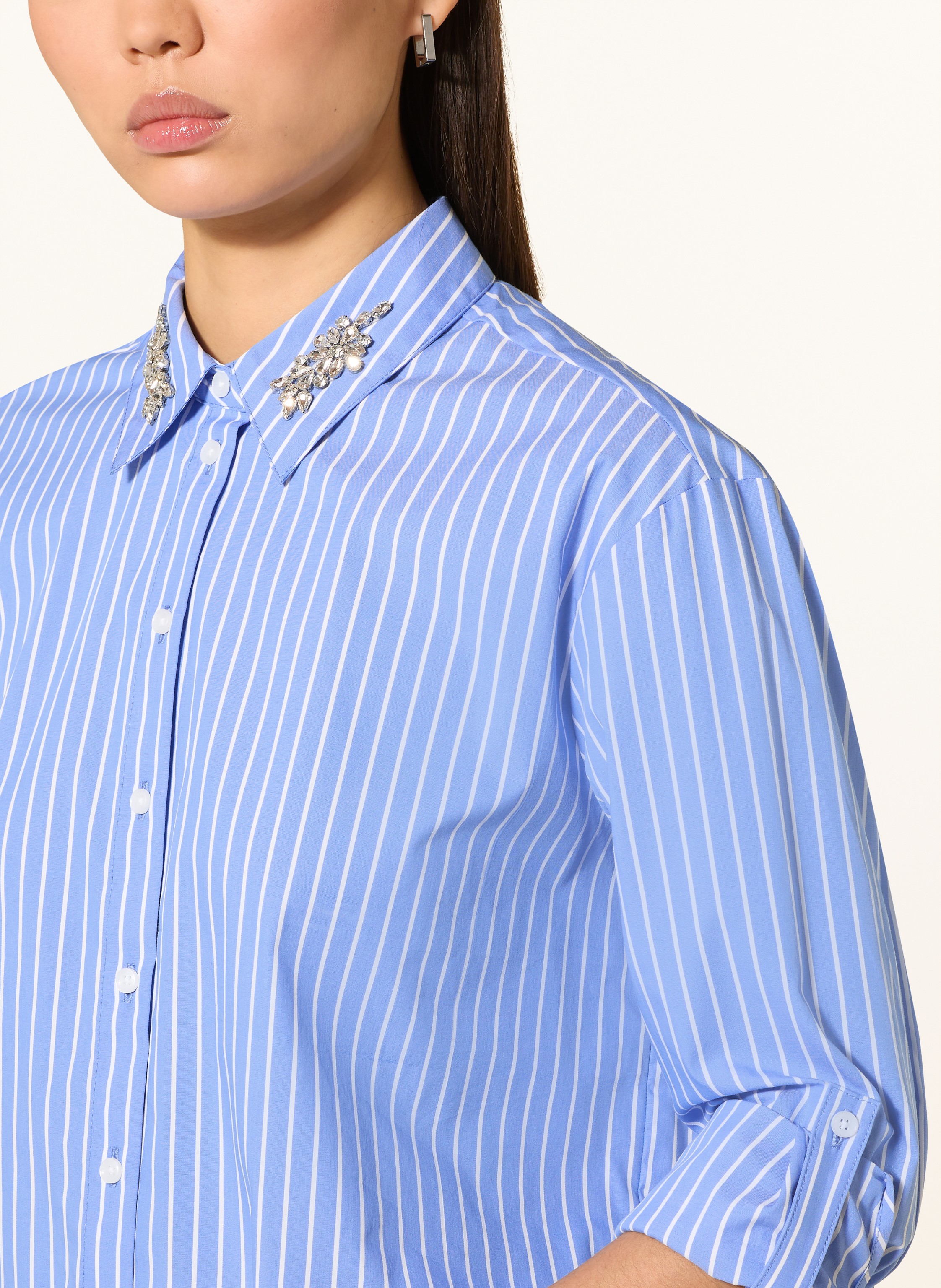 Thumbnail - Comma Hemdbluse Mit Schmucksteinen blau