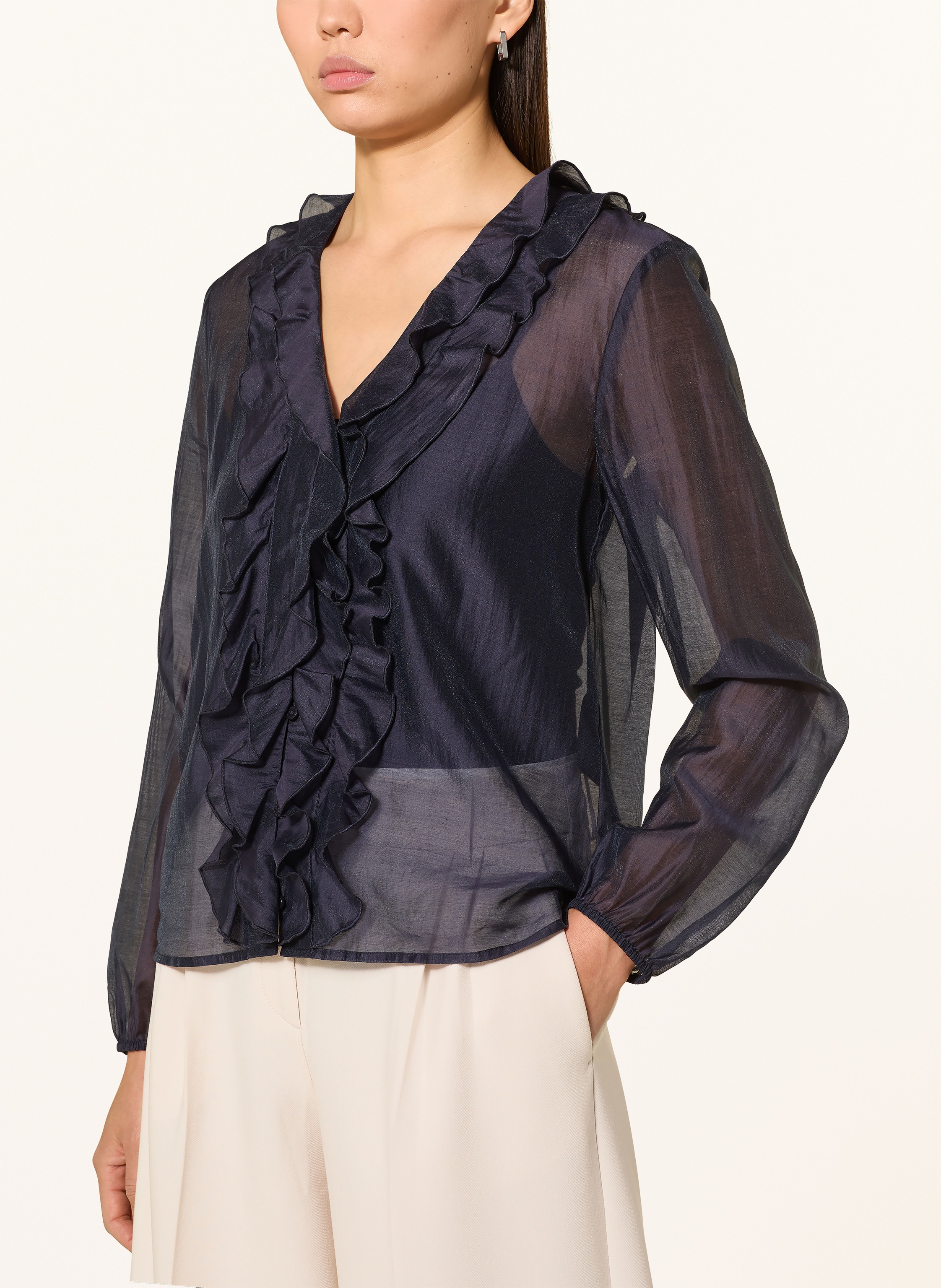 Thumbnail - Comma Blusenshirt Mit Volants blau