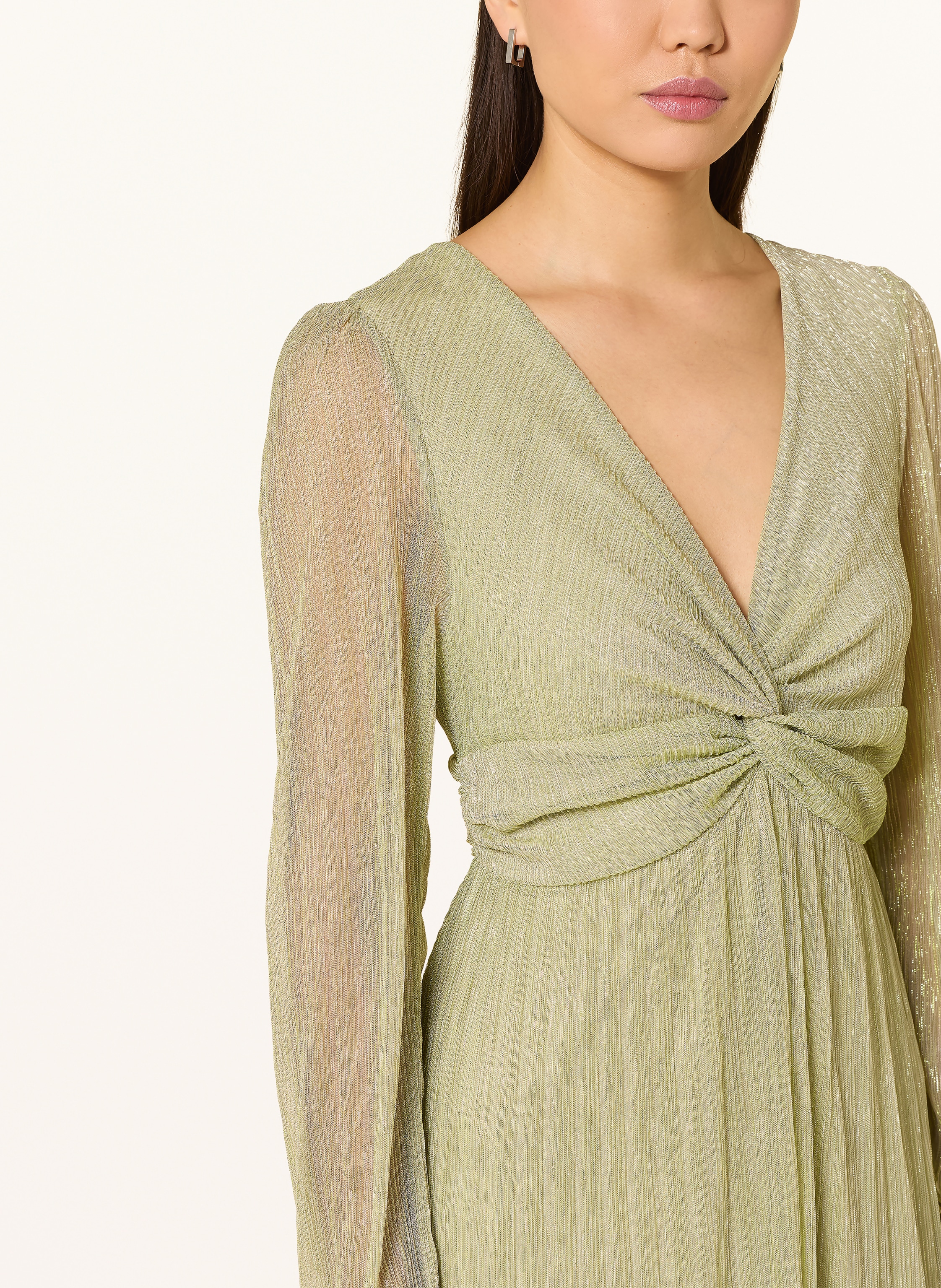 Thumbnail - S.Oliver Black Label Kleid Mit Plissees Und Glitzergarn gruen