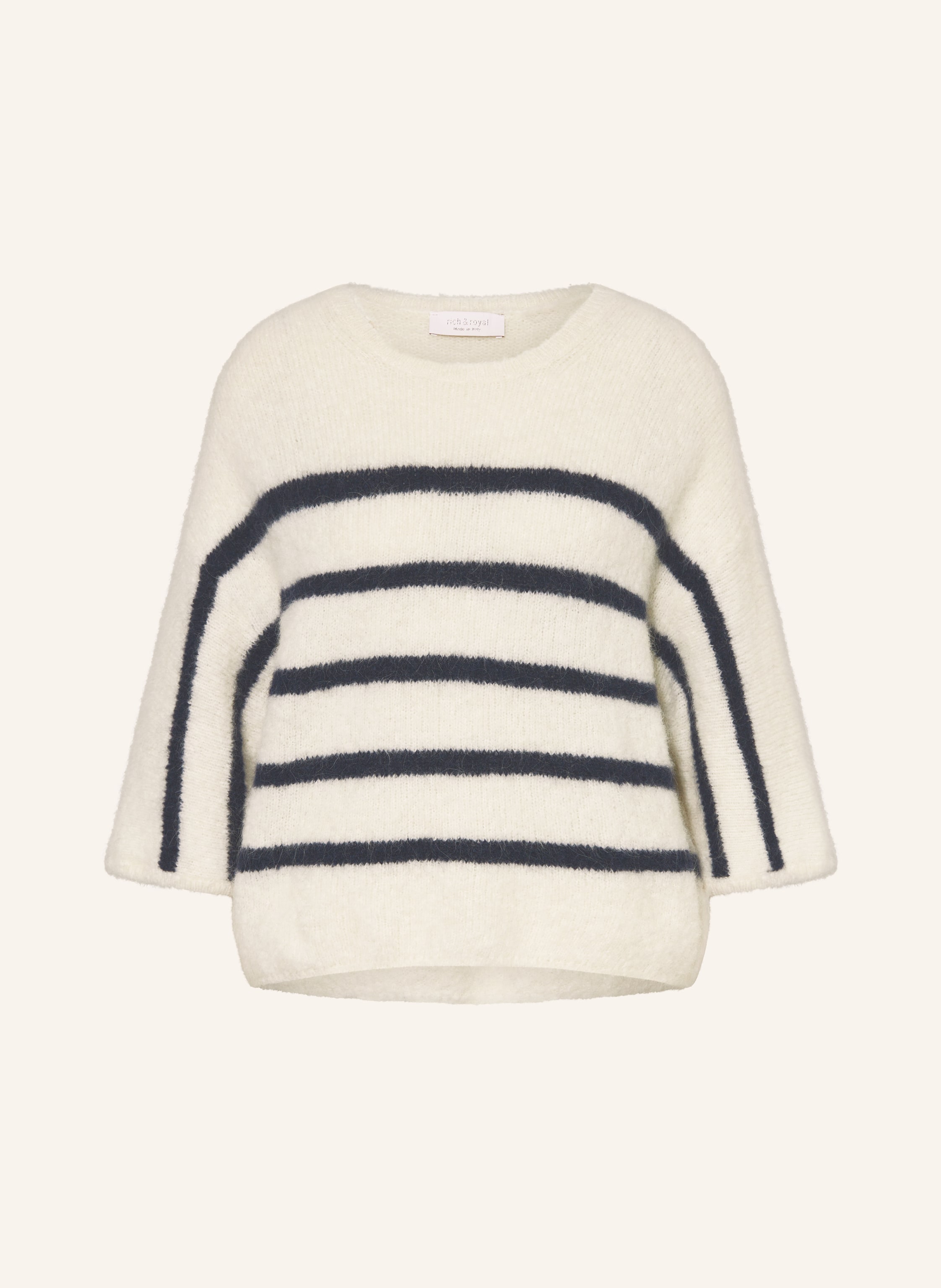 Rich & Royal Alpaka-Pullover Mit 3/4-Arm blau