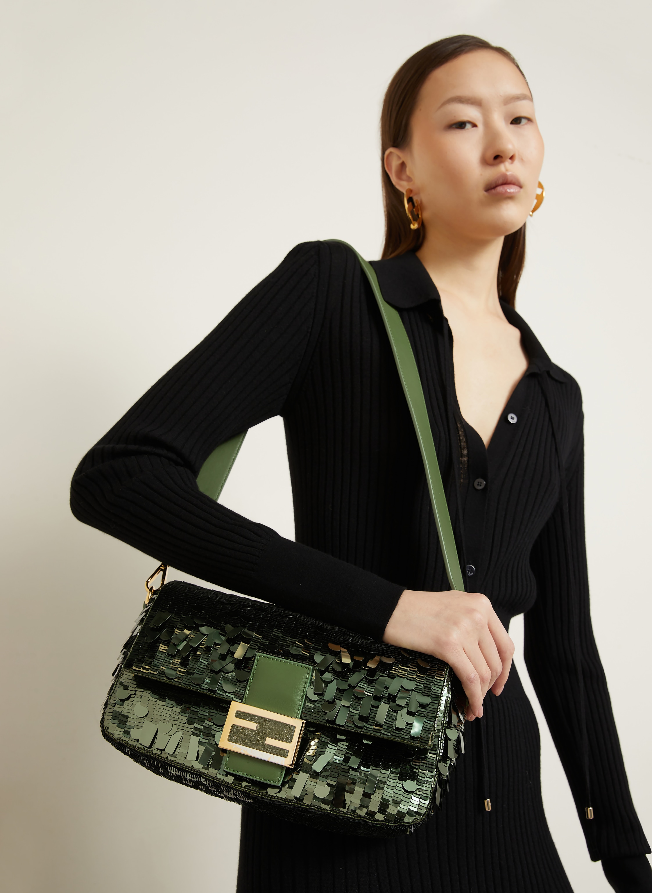 Thumbnail - Fendi Handtasche Baguette Mit Pailletten gruen