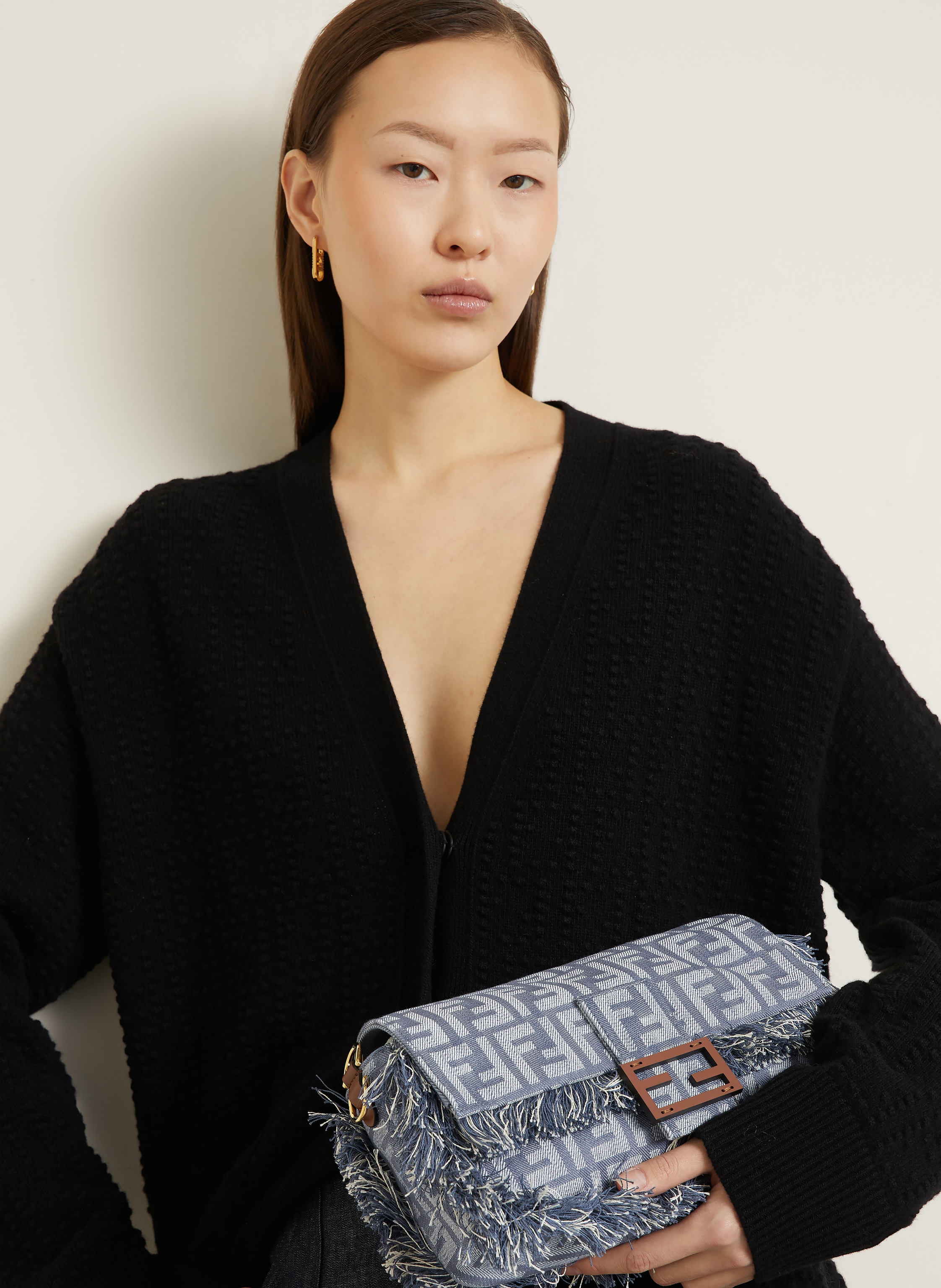 Thumbnail - Fendi Handtasche Baguette Denim blau