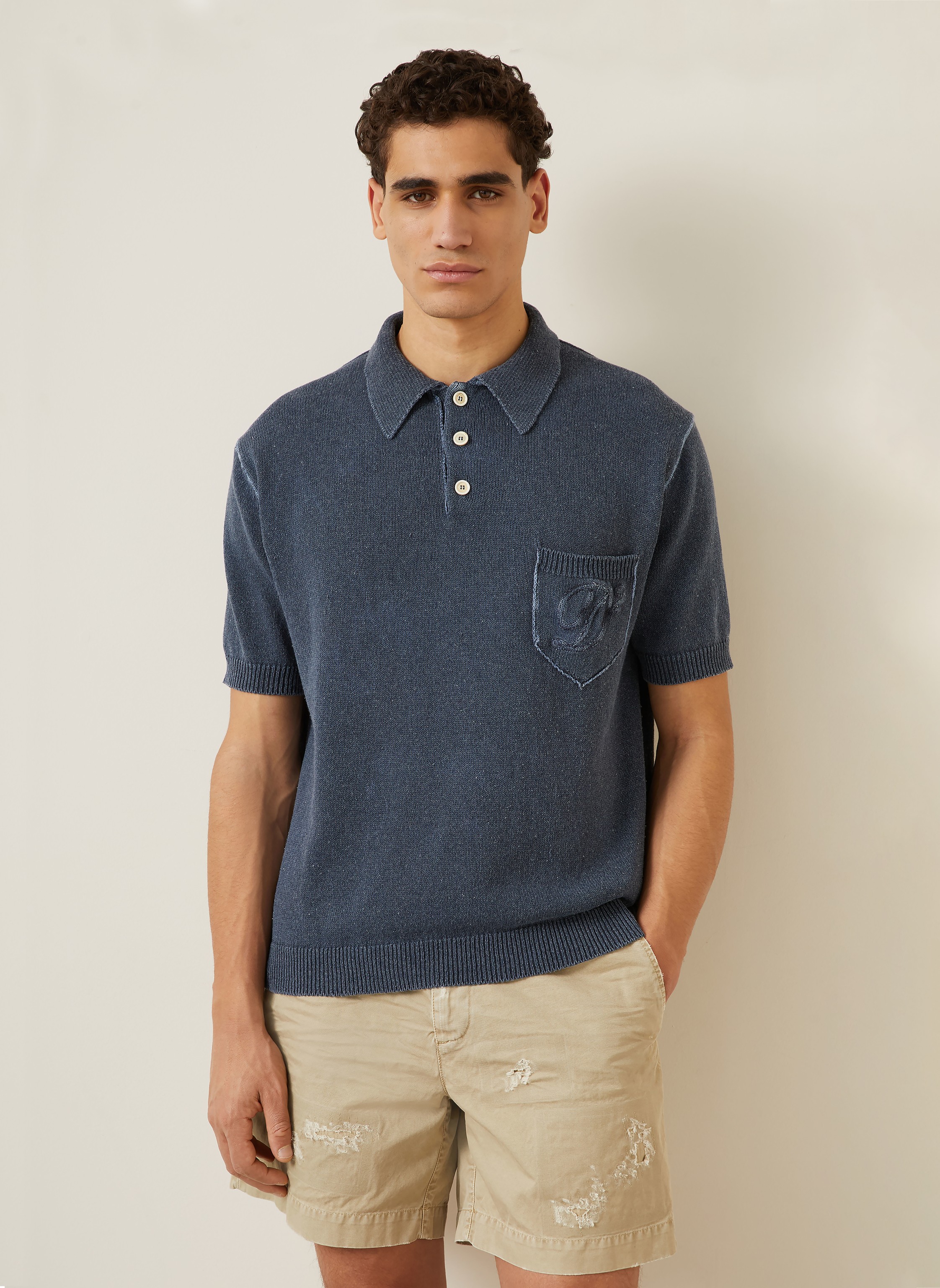 Thumbnail - dsquared2 Strick-Poloshirt blau