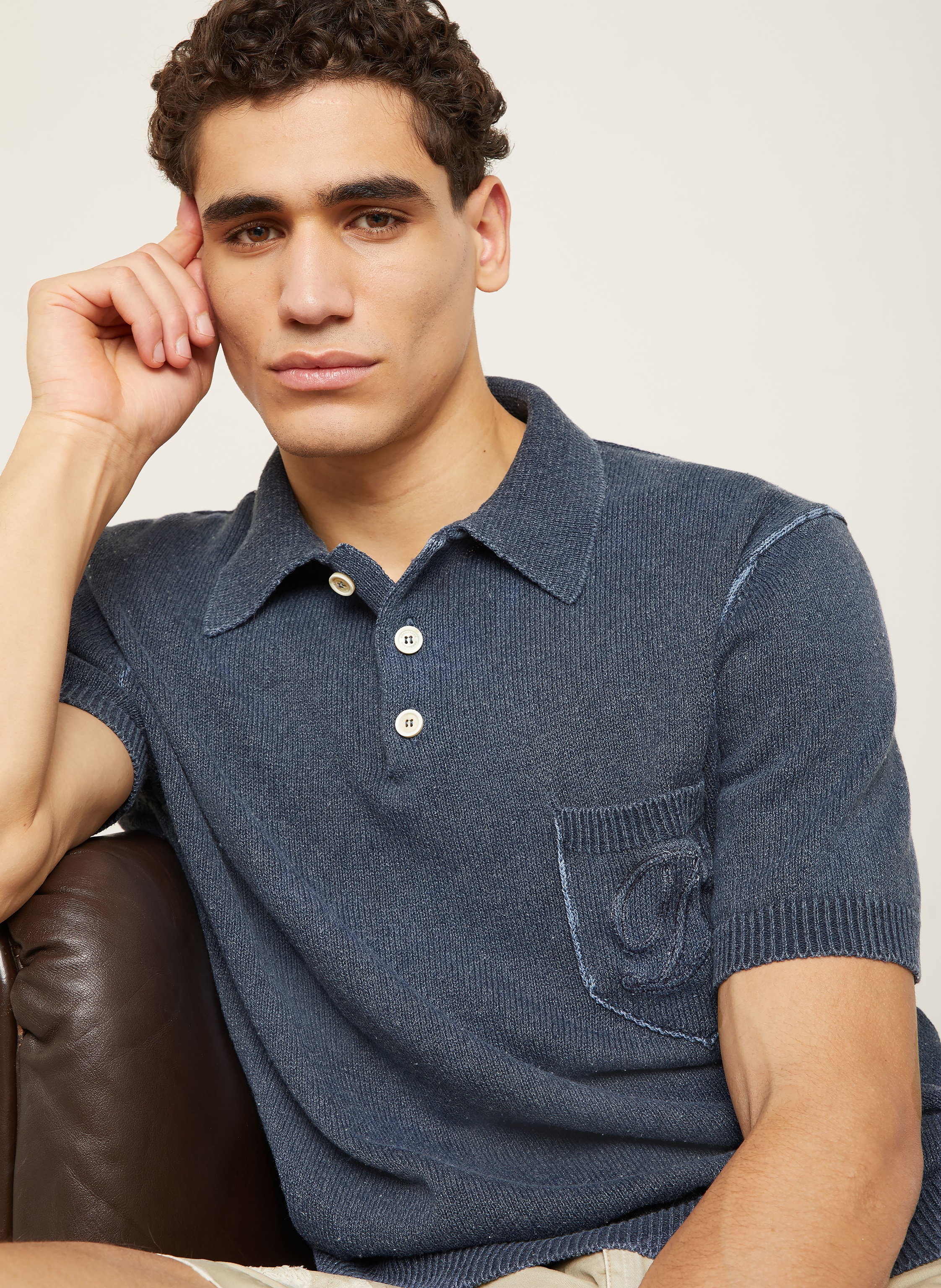 Thumbnail - dsquared2 Strick-Poloshirt blau