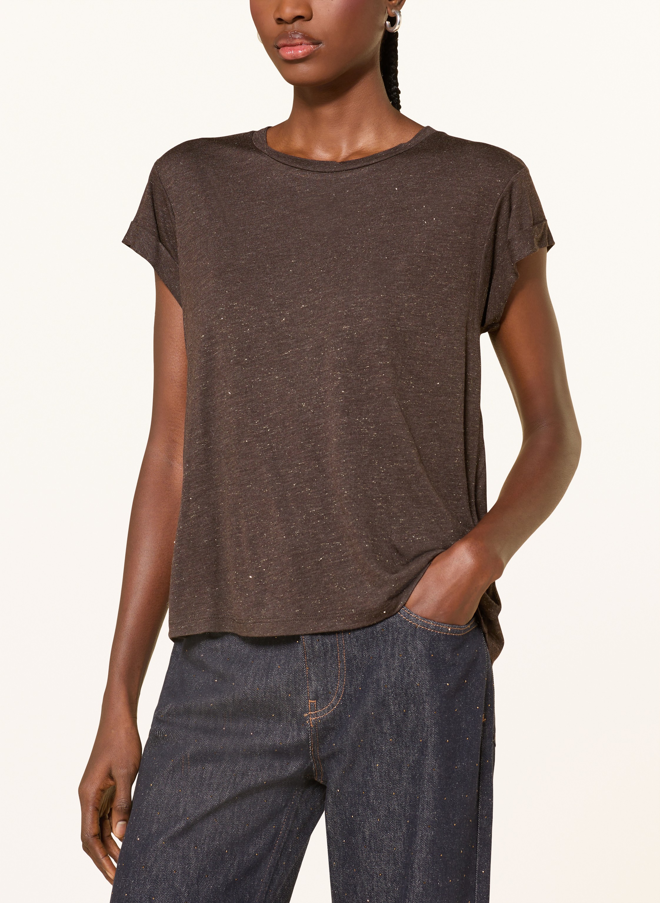 Thumbnail - Allsaints T-Shirt Anna Mit Glitzergarn braun