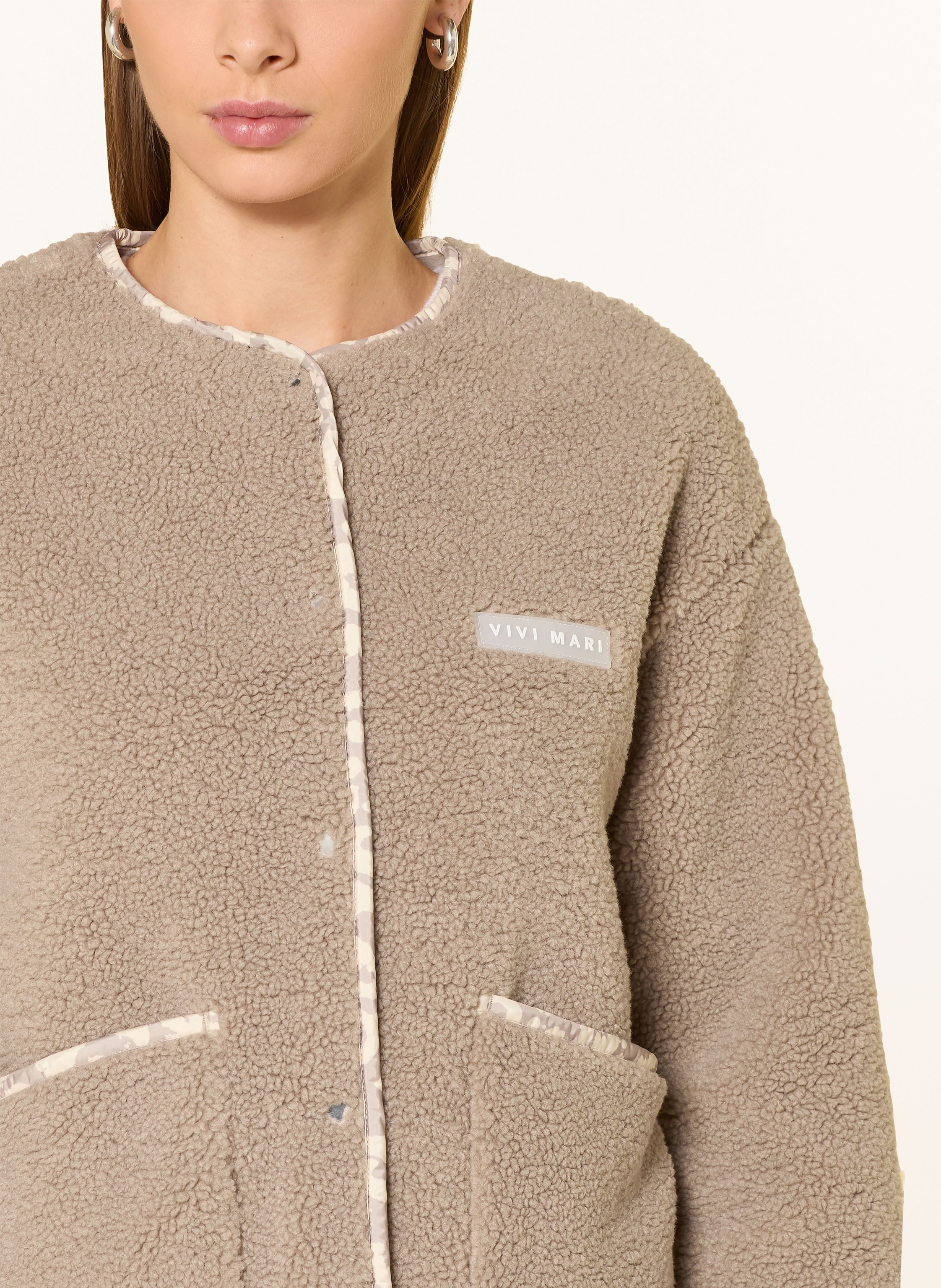 Thumbnail - Vivi Mari Teddyfell-Jacke beige