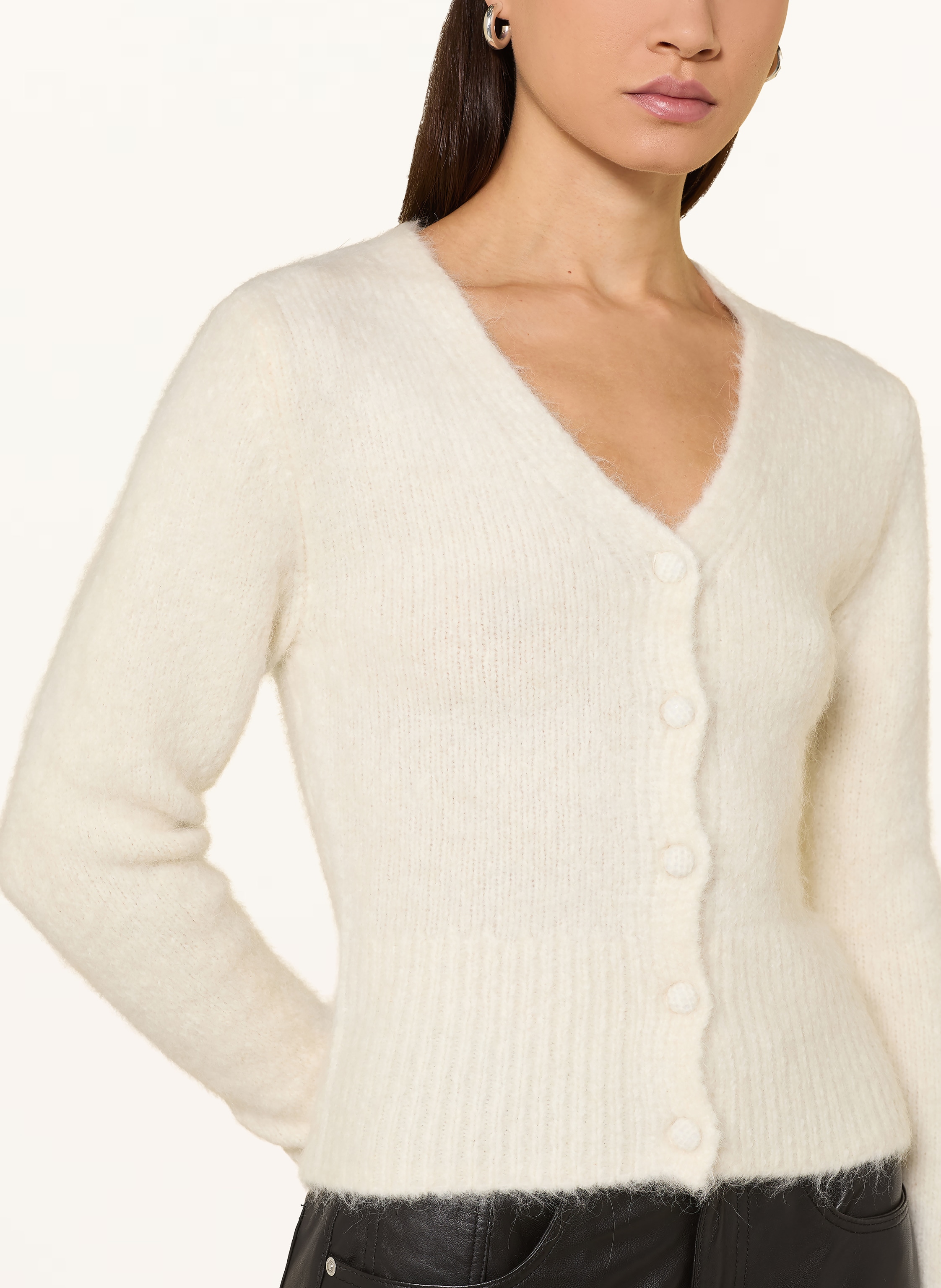 Thumbnail - Leger Studio Strickjacke Rita Mit Alpaka weiss