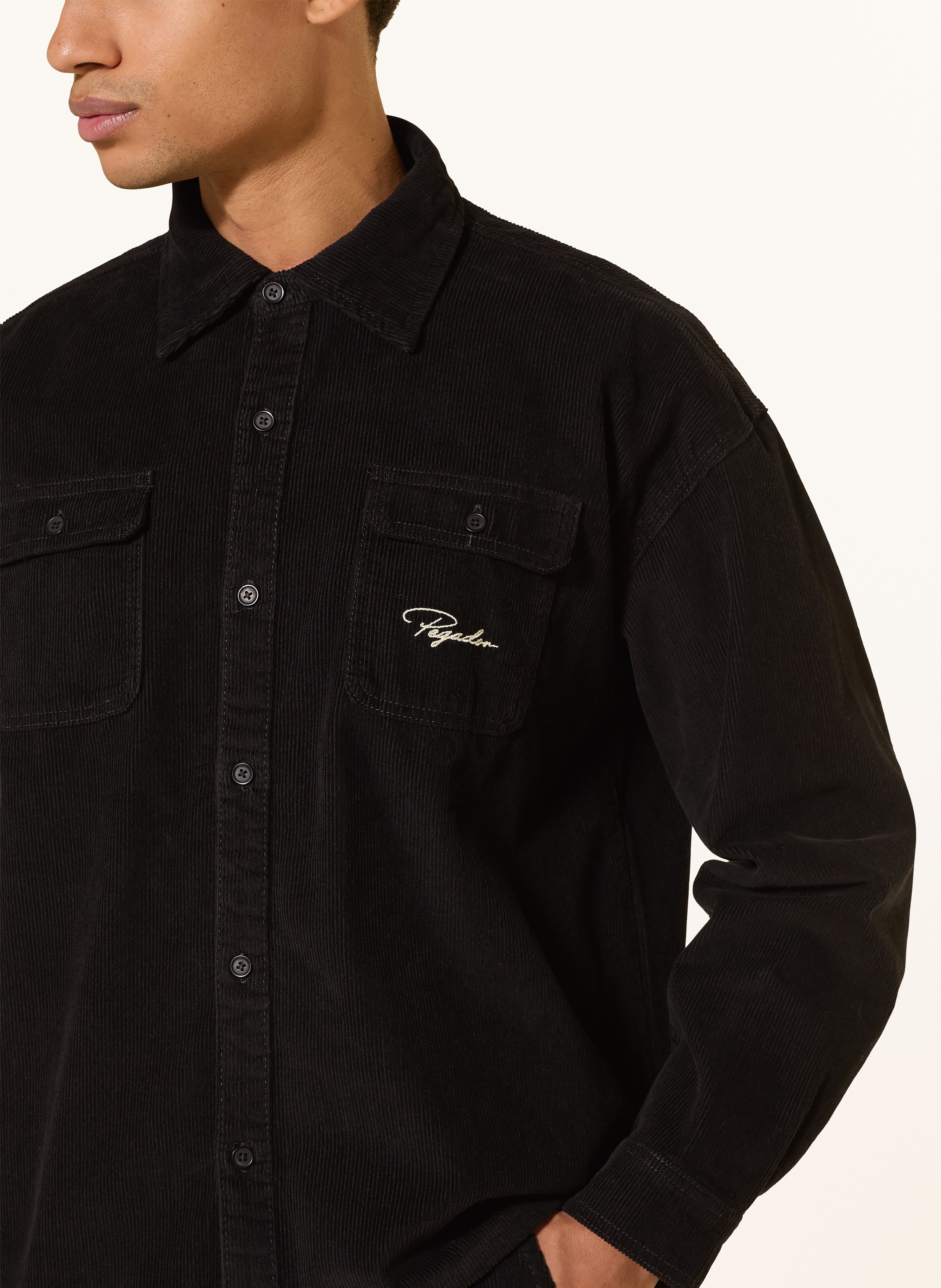 Thumbnail - Pegador Oversized-Overshirt Bilaspur Comfort Fit Aus Cord schwarz