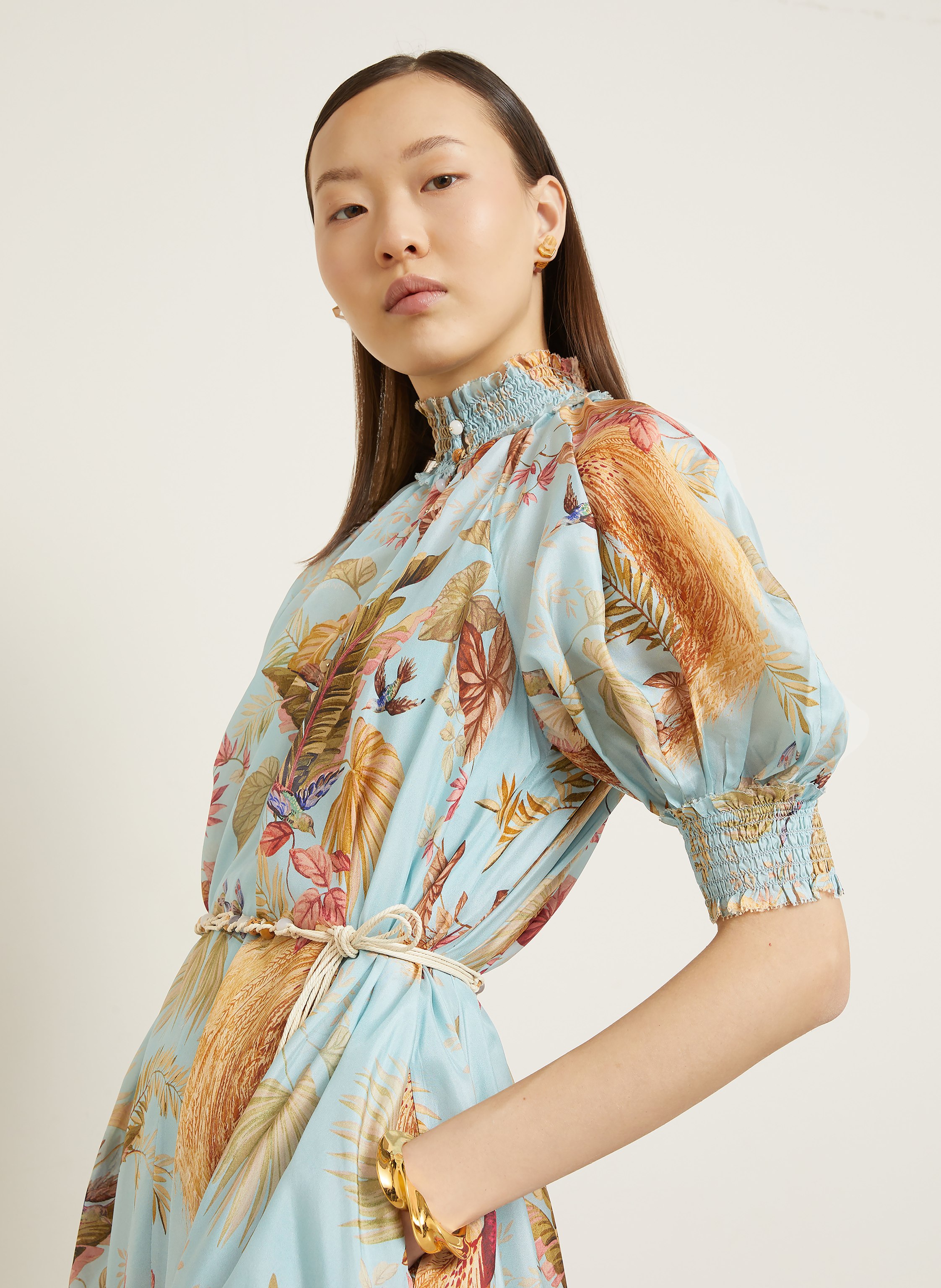 Thumbnail - Zimmermann Seidenkleid Ascension Billow blau