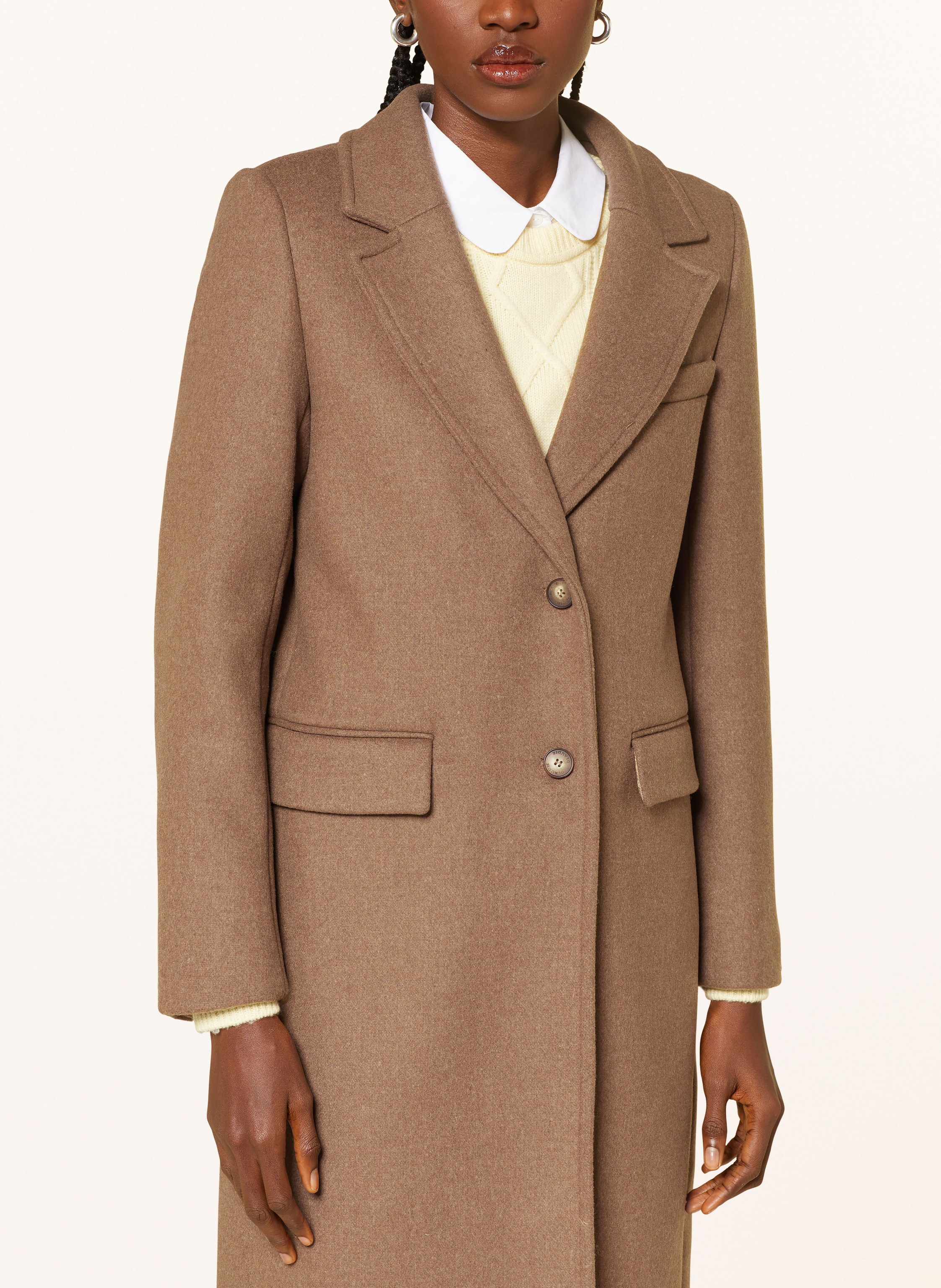 Thumbnail - Claudie Pierlot Wollmantel beige