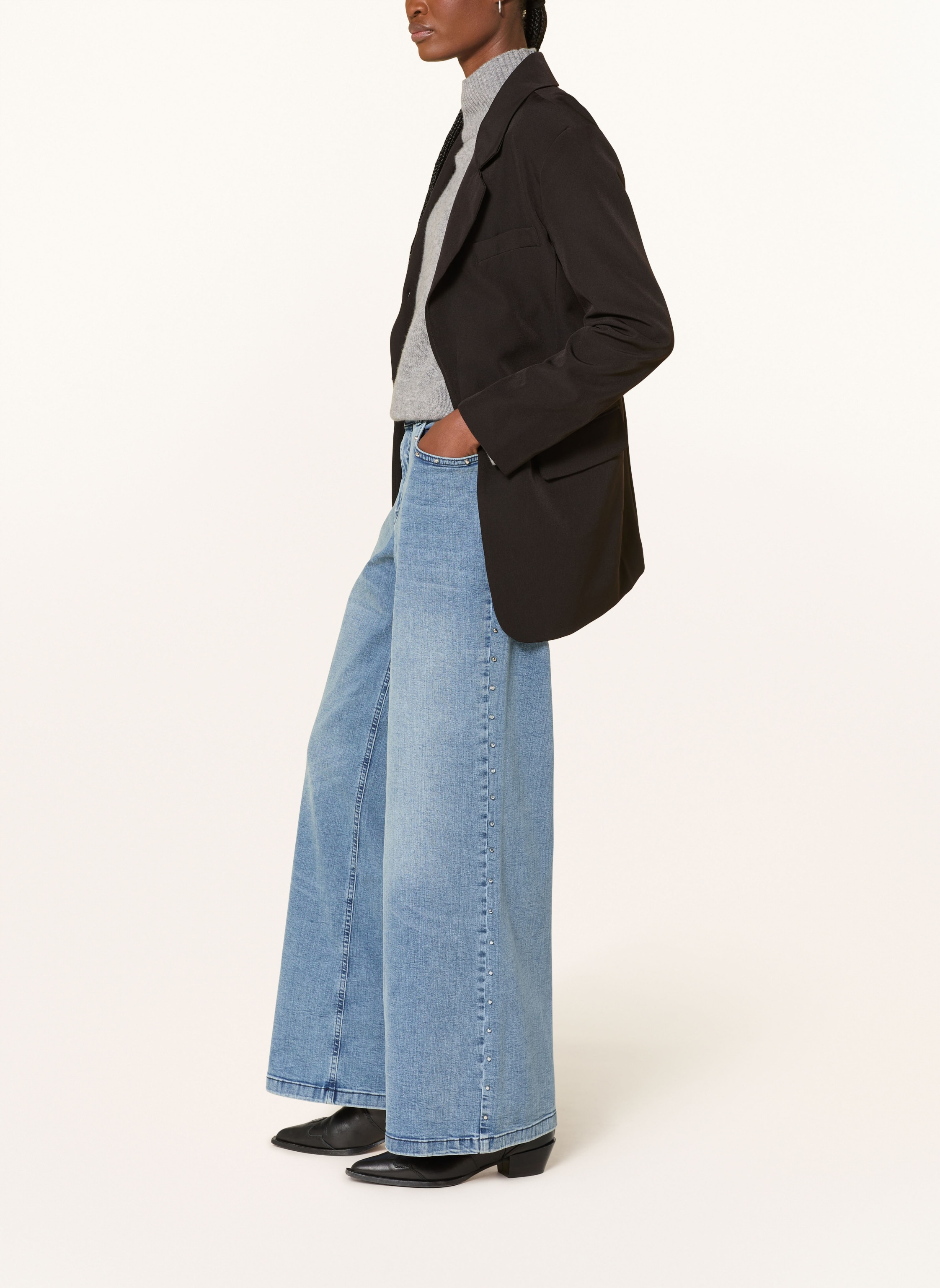 Thumbnail - Milano Italy Wide Leg Jeans Mit Nieten blau