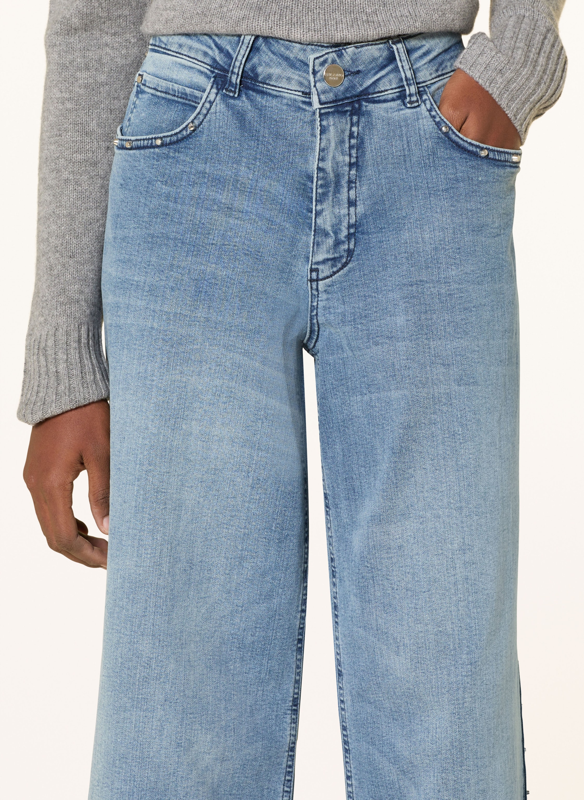 Thumbnail - Milano Italy Wide Leg Jeans Mit Nieten blau