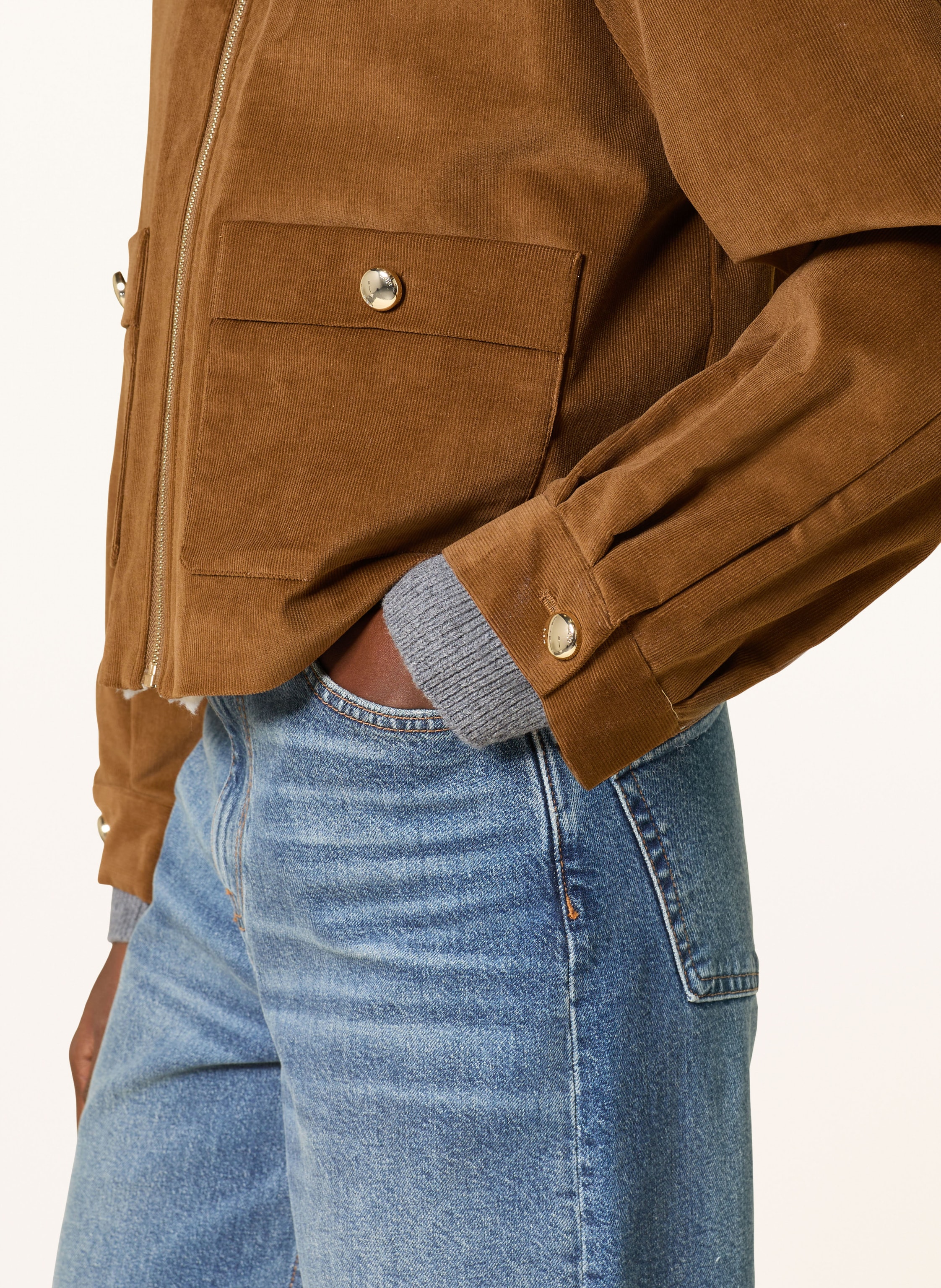 Thumbnail - Maje Cordjacke Belle Mit Teddyfell braun