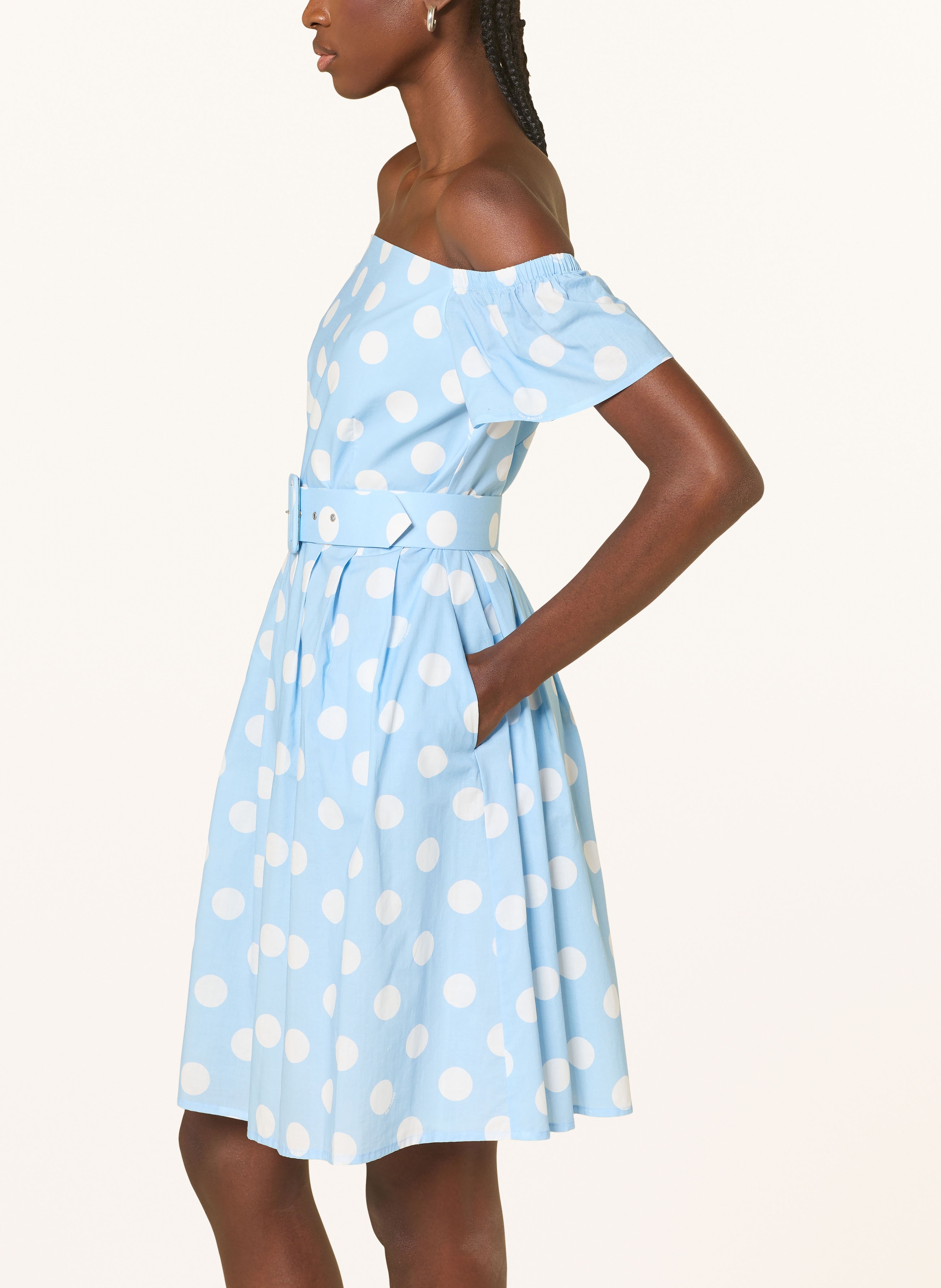 Thumbnail - The Abito Off-Shoulder-Kleid blau