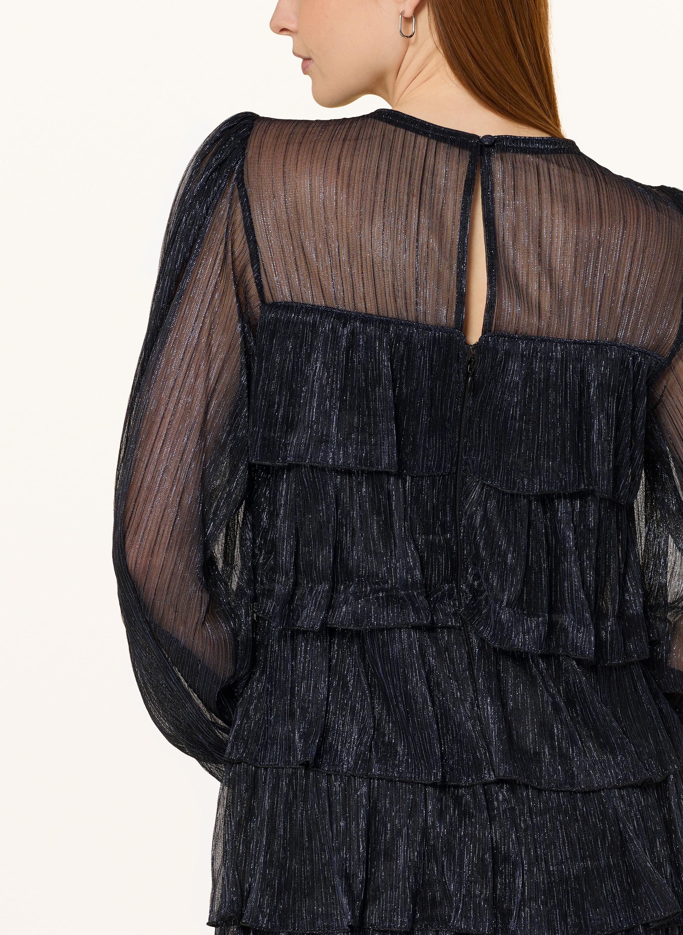 Thumbnail - Phase Eight Cocktailkleid Nika Mit Glitzergarn Und Volants blau