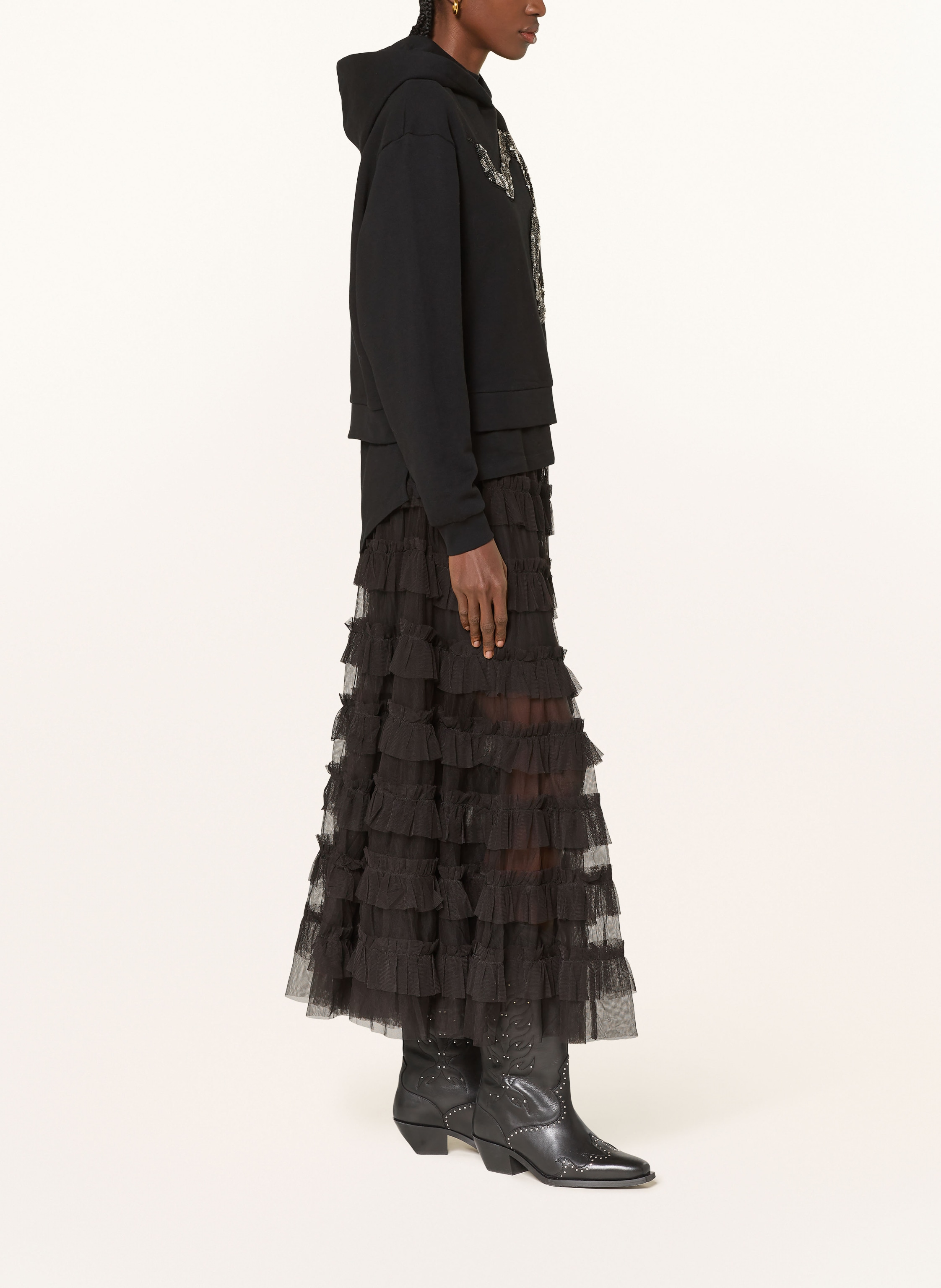 Thumbnail - Allsaints Hoodie Alenka Pippa Mit Schmucksteinen schwarz