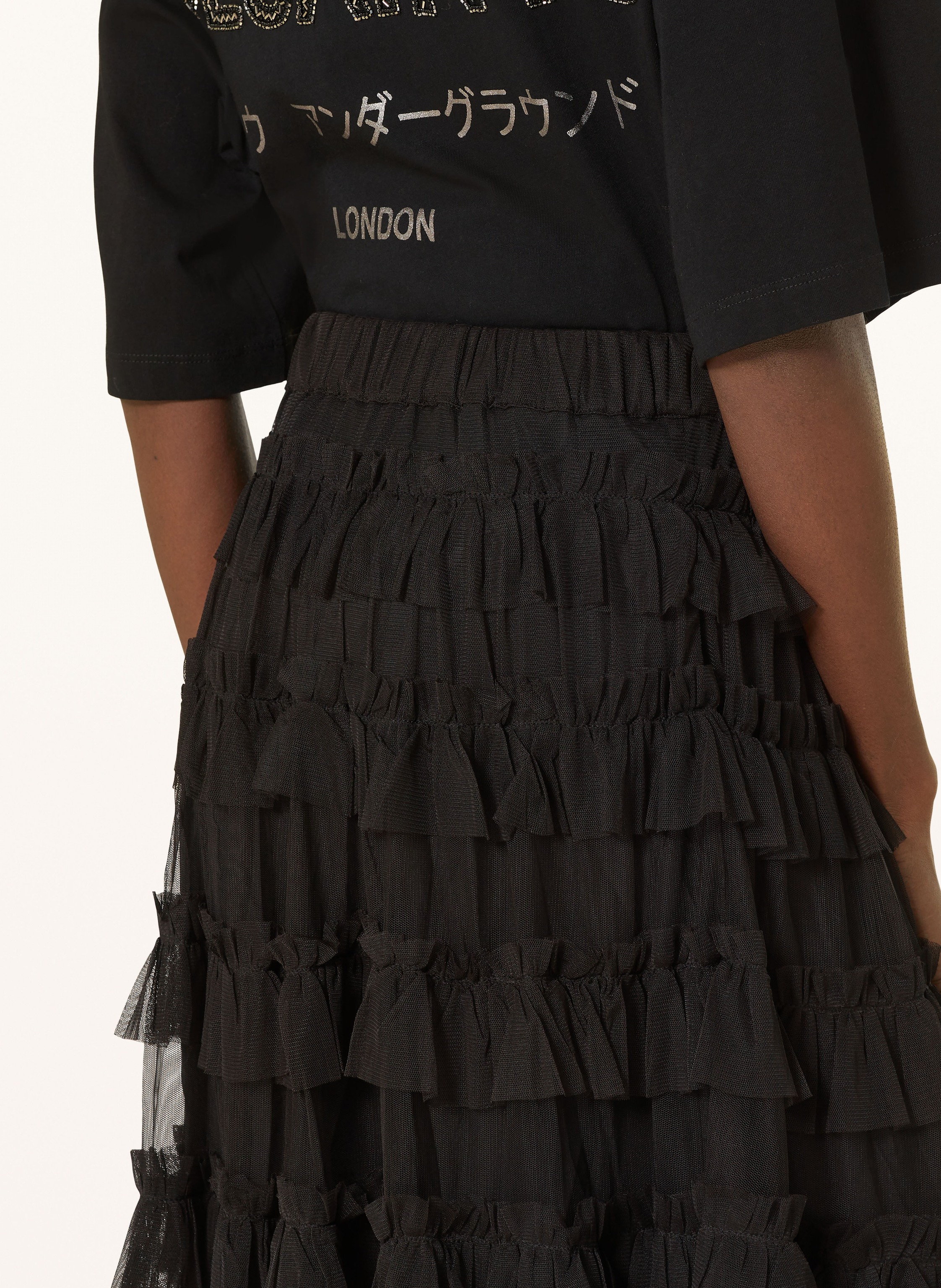 Thumbnail - Allsaints Tüllrock Mit Rüschen schwarz