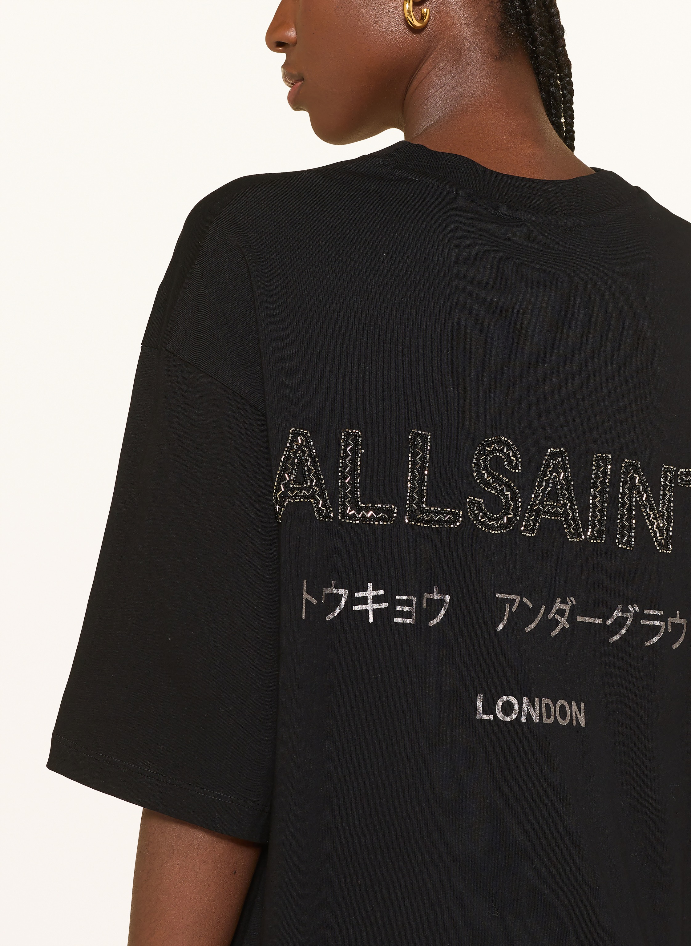 Thumbnail - Allsaints T-Shirt Under Amelie Mit Schmucksteinen schwarz