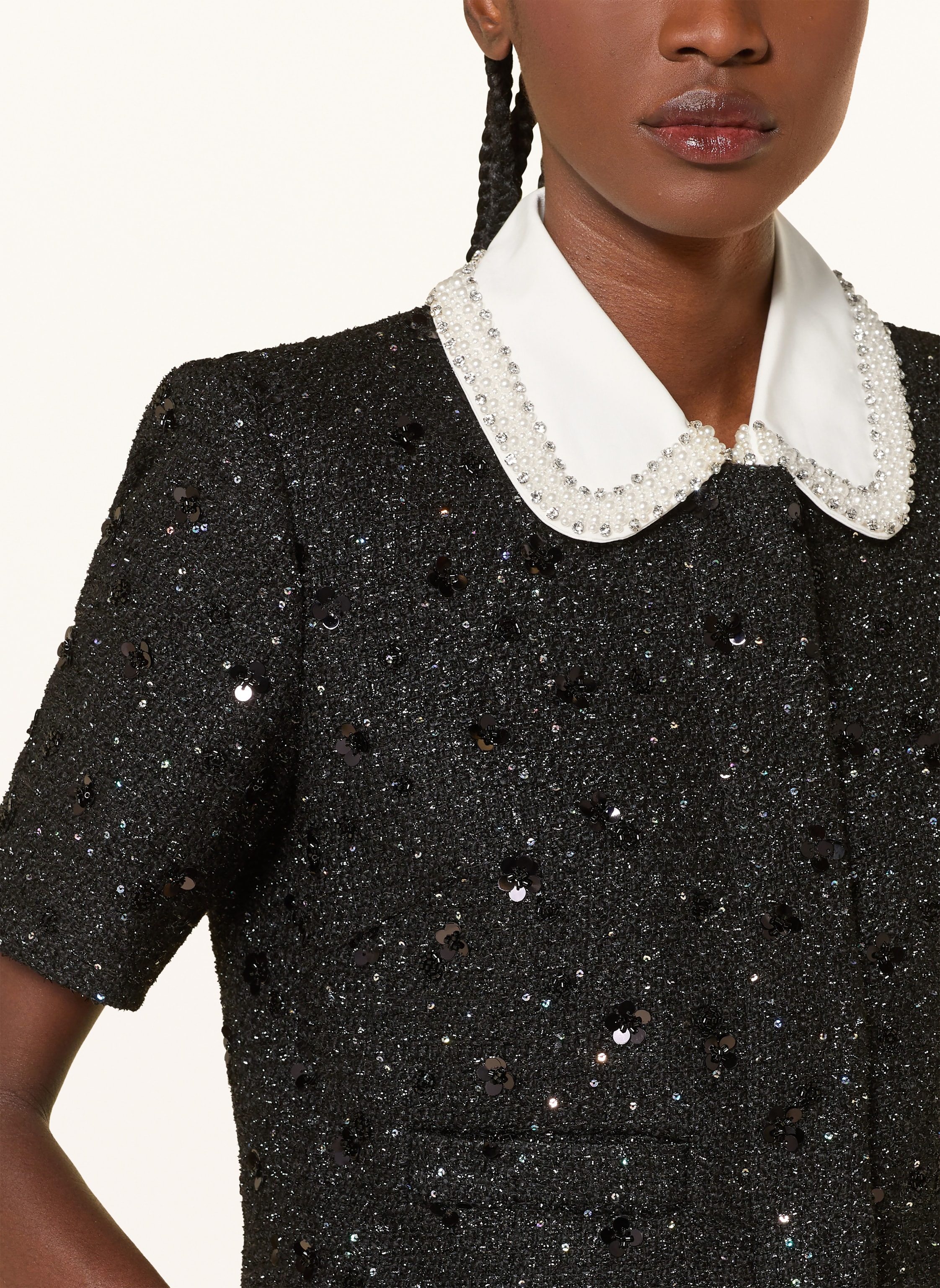 Thumbnail - Sandro Tweed-Jacke Mit Abnehmbarem Kragen schwarz