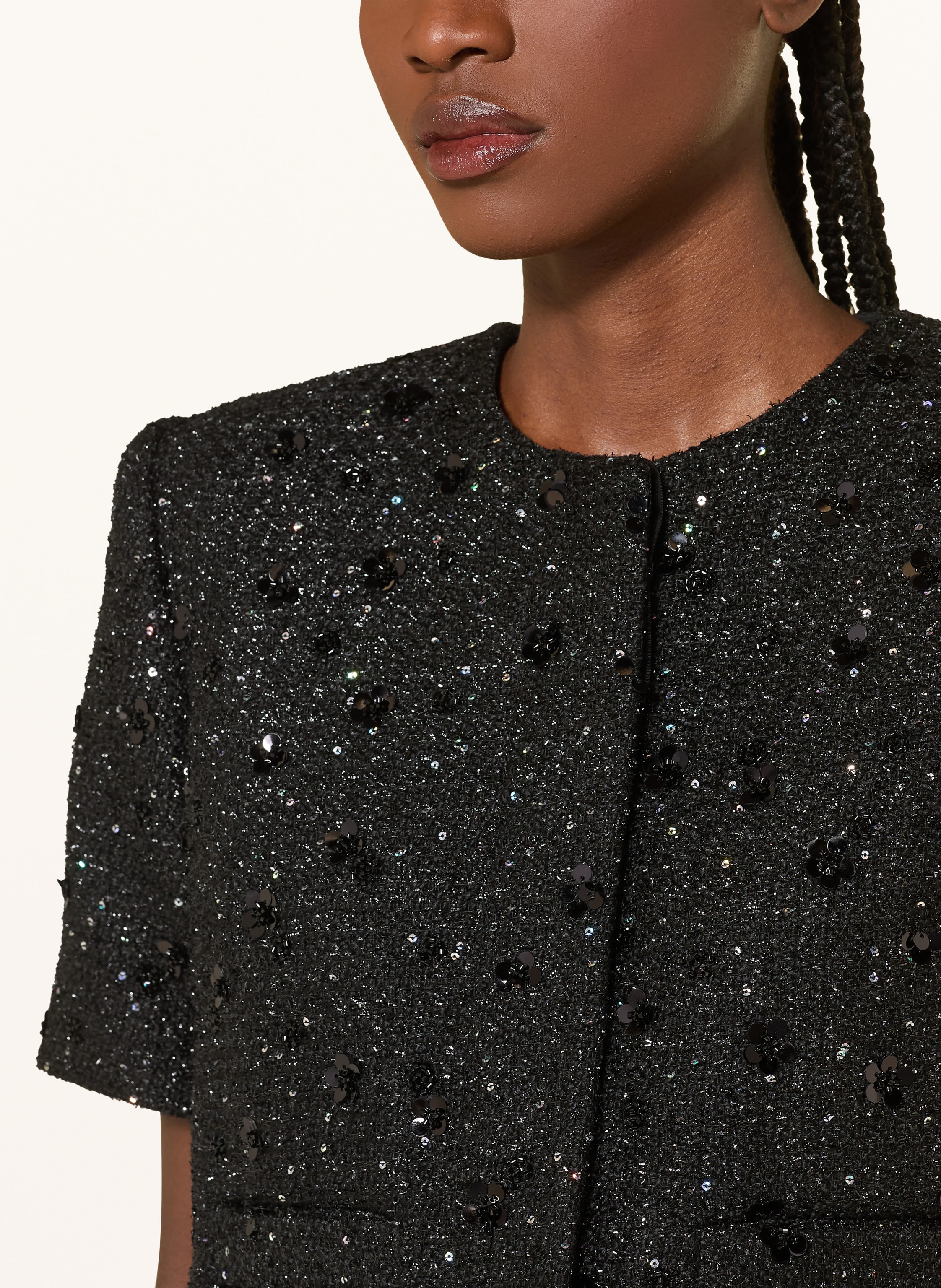 Thumbnail - Sandro Tweed-Jacke Mit Abnehmbarem Kragen schwarz