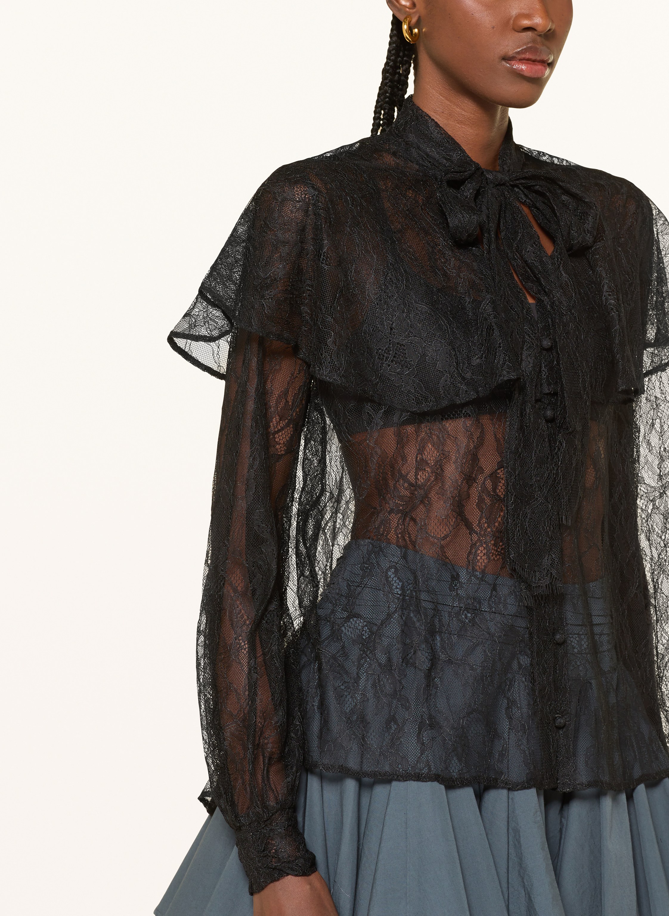 Thumbnail - Allsaints Schluppenbluse Athena Aus Spitze schwarz