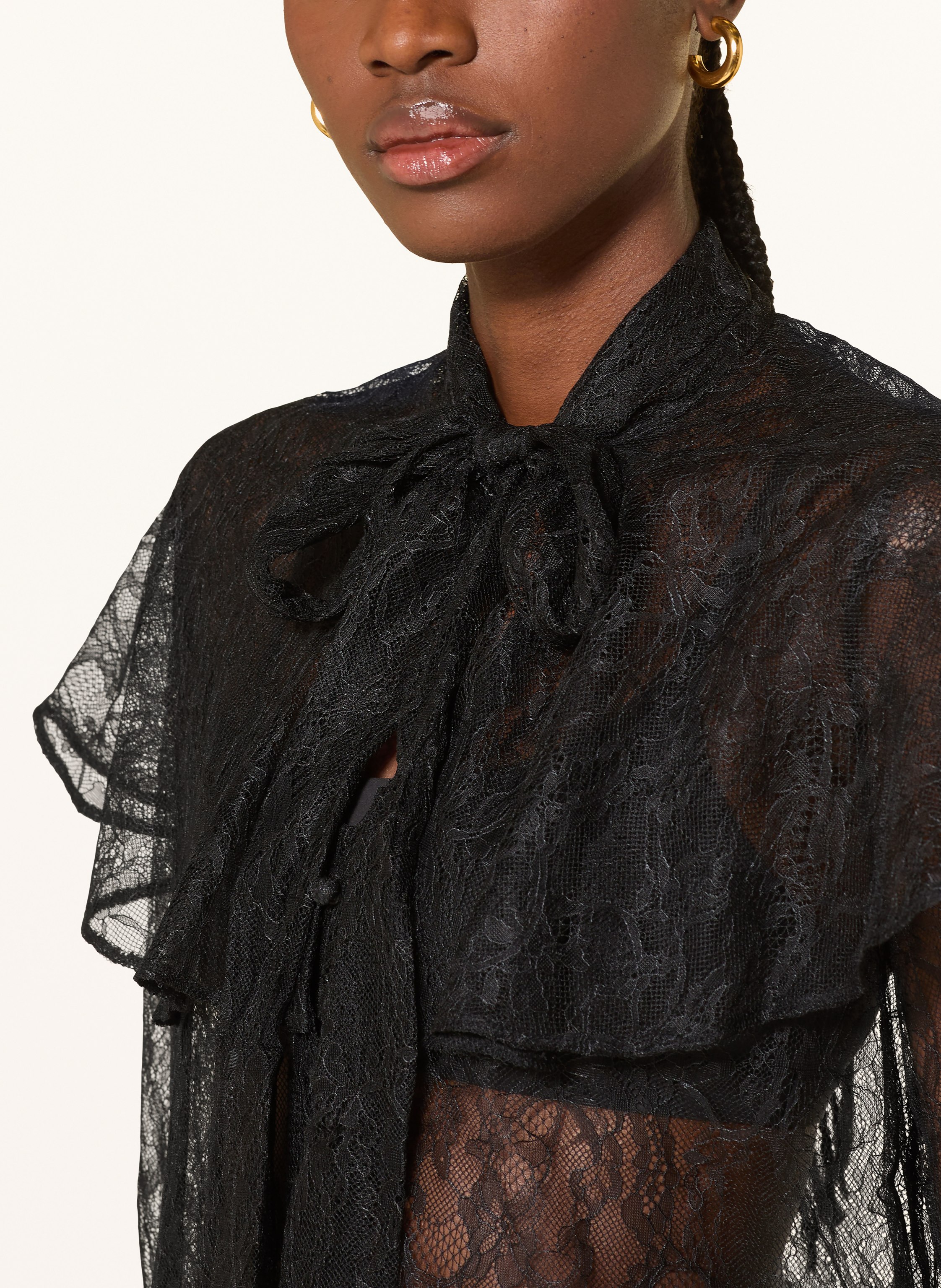 Thumbnail - Allsaints Schluppenbluse Athena Aus Spitze schwarz