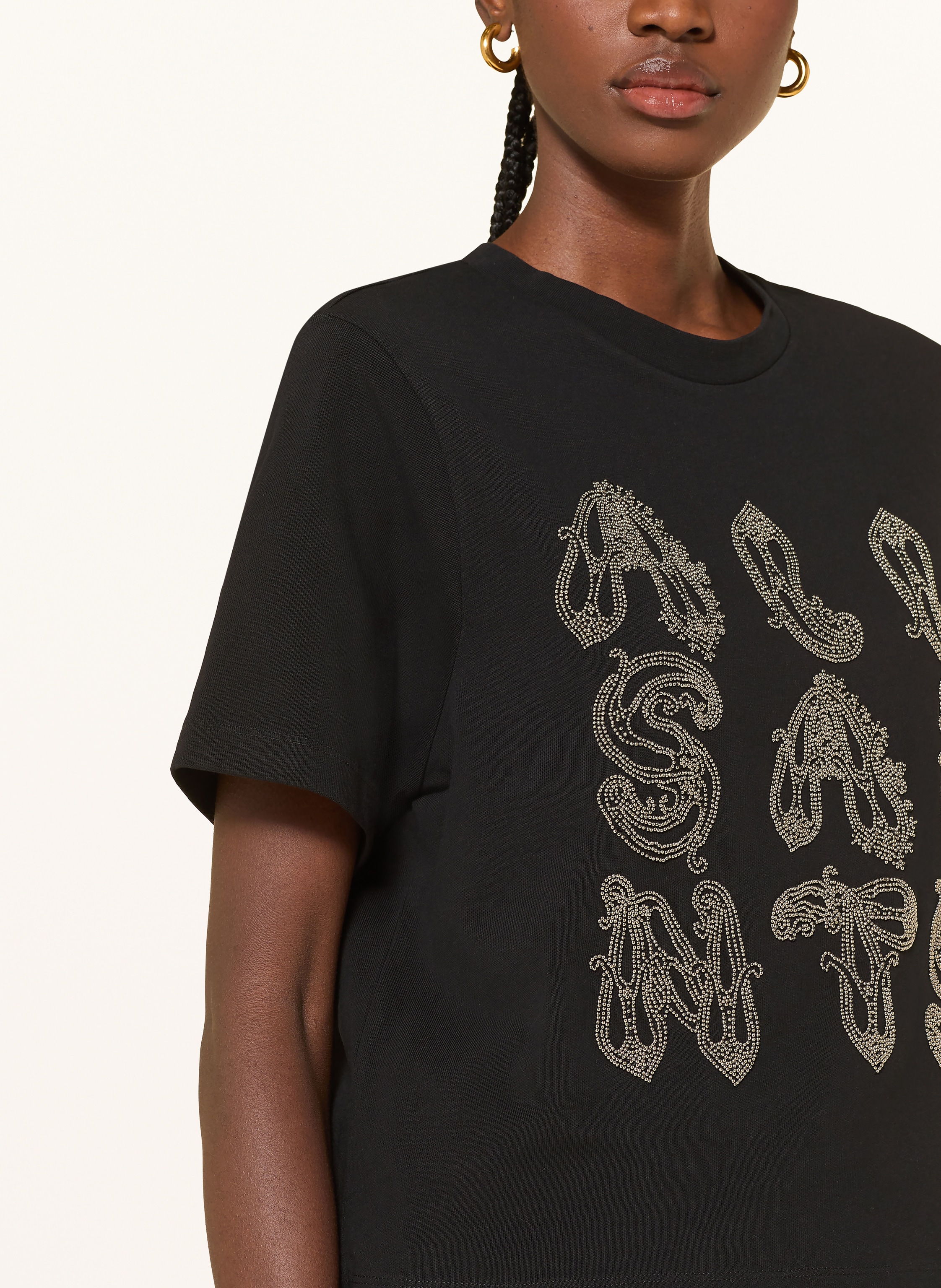 Thumbnail - Allsaints T-Shirt Ella Lisa Mit Schmuckperlen schwarz