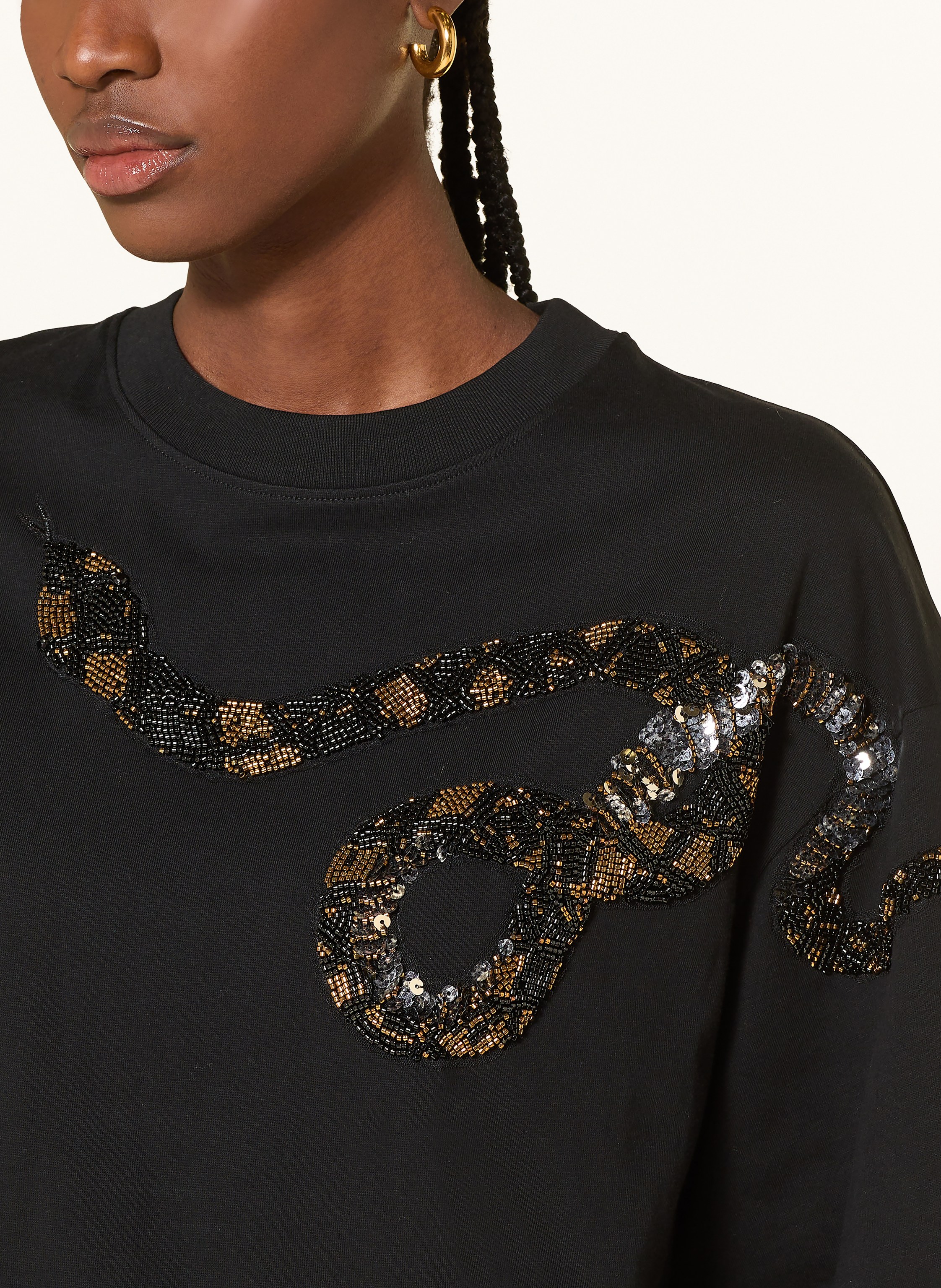 Thumbnail - Allsaints T-Shirt Ouros Amelie Mit Schmucksteinen schwarz