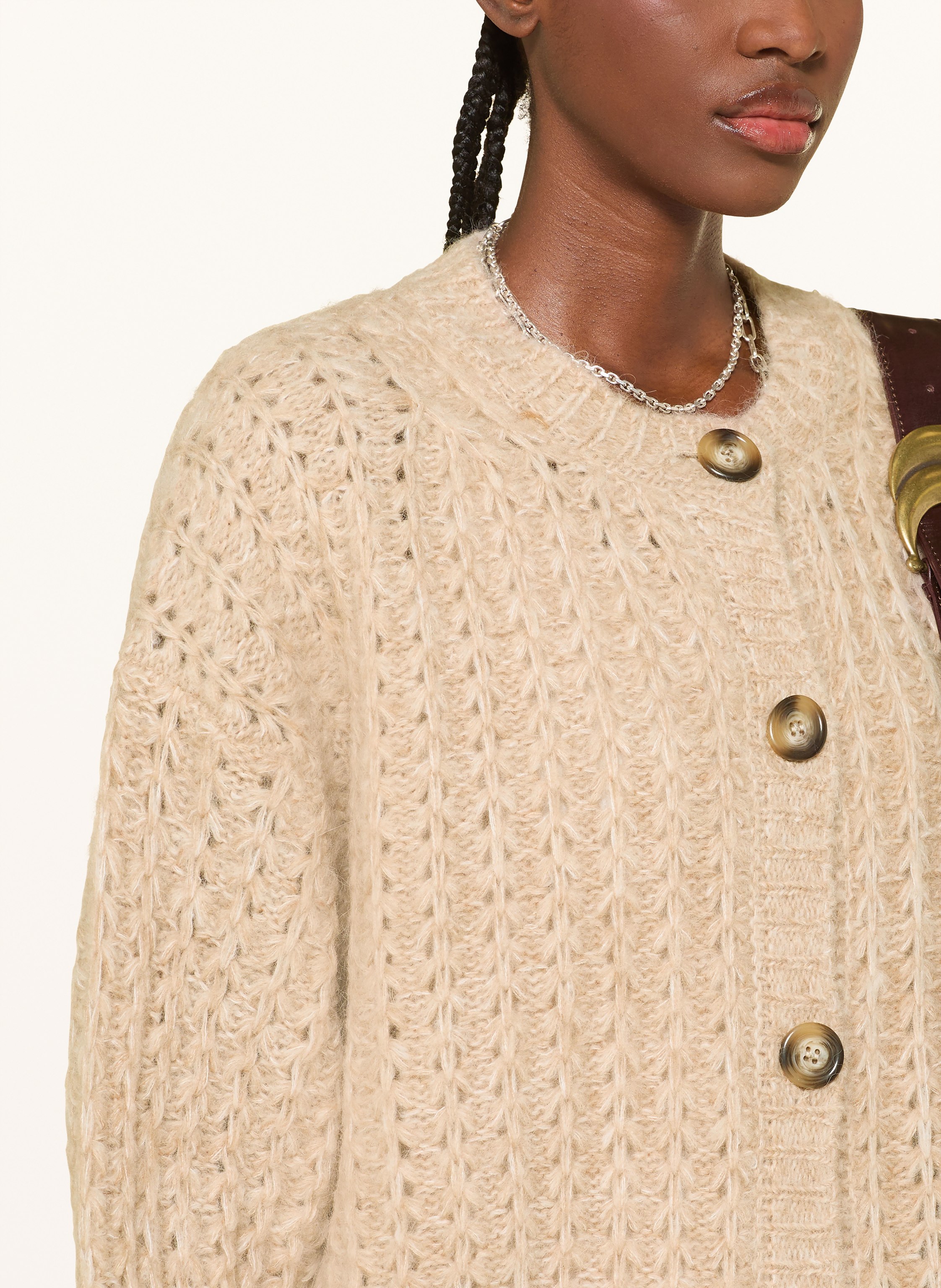 Thumbnail - Ba&Sh Strickjacke Bosic Aus Alpaka beige