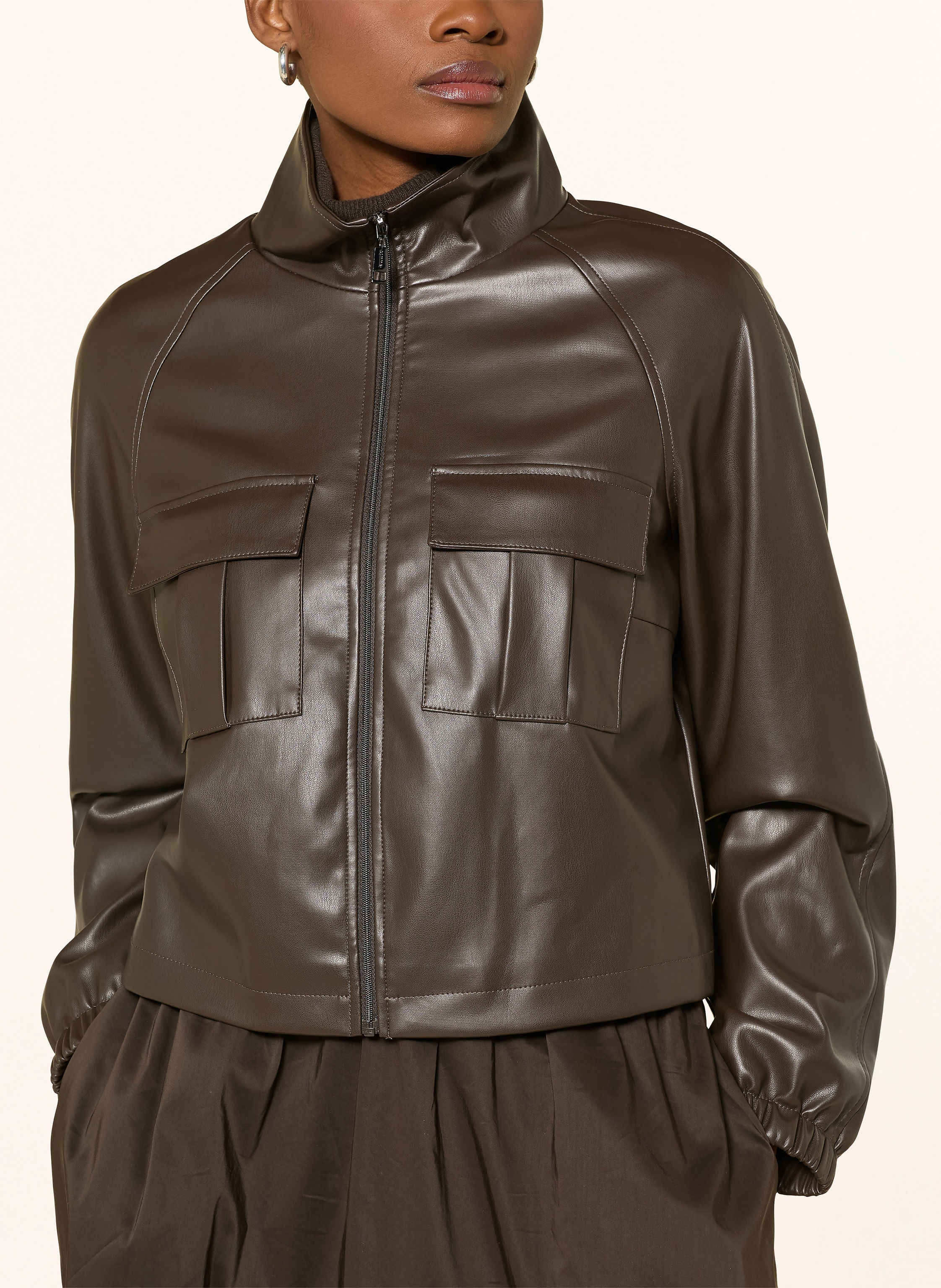 Thumbnail - Comma Jacke In Lederoptik braun