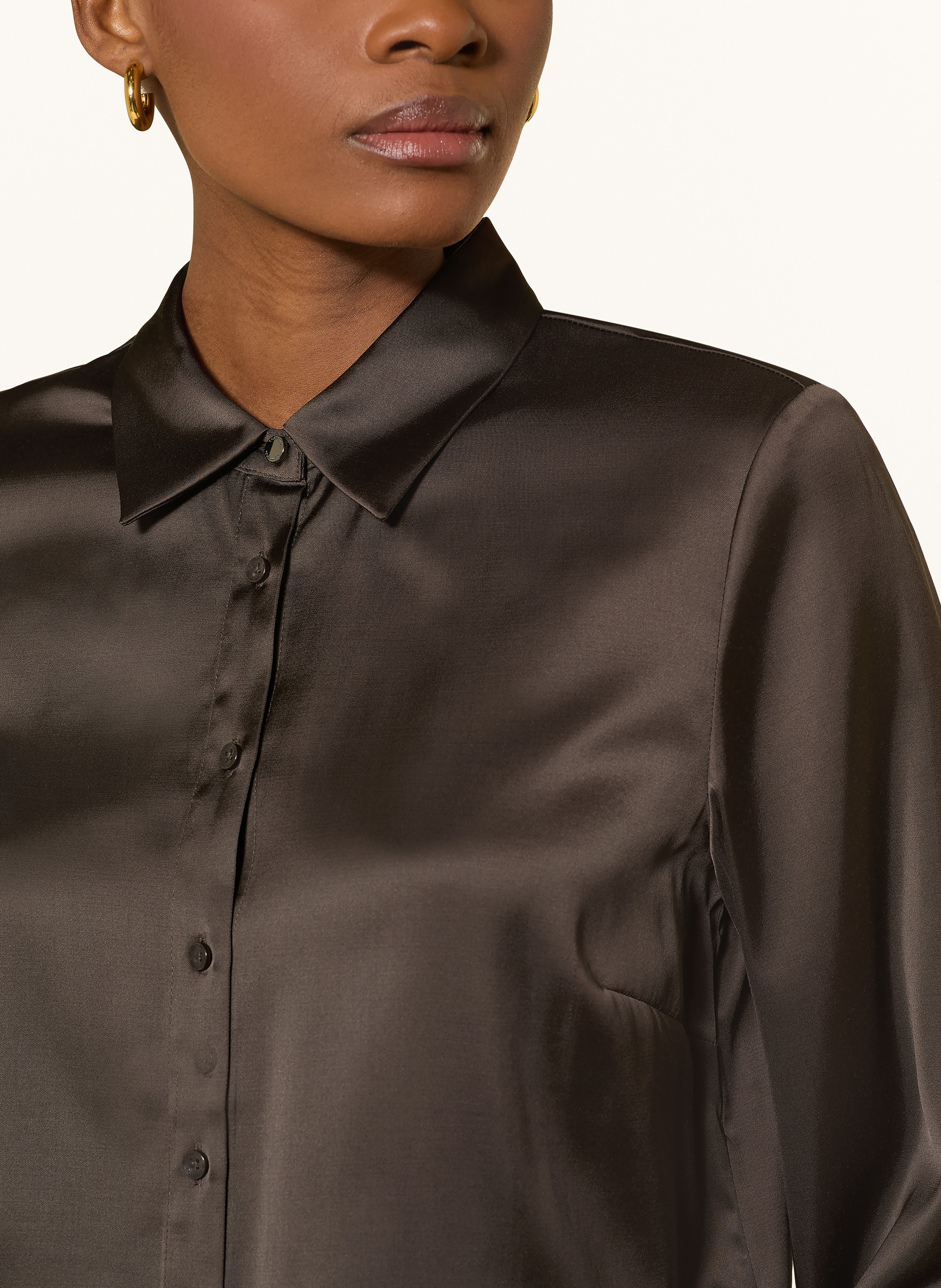 Thumbnail - Comma Hemdbluse Aus Satin braun