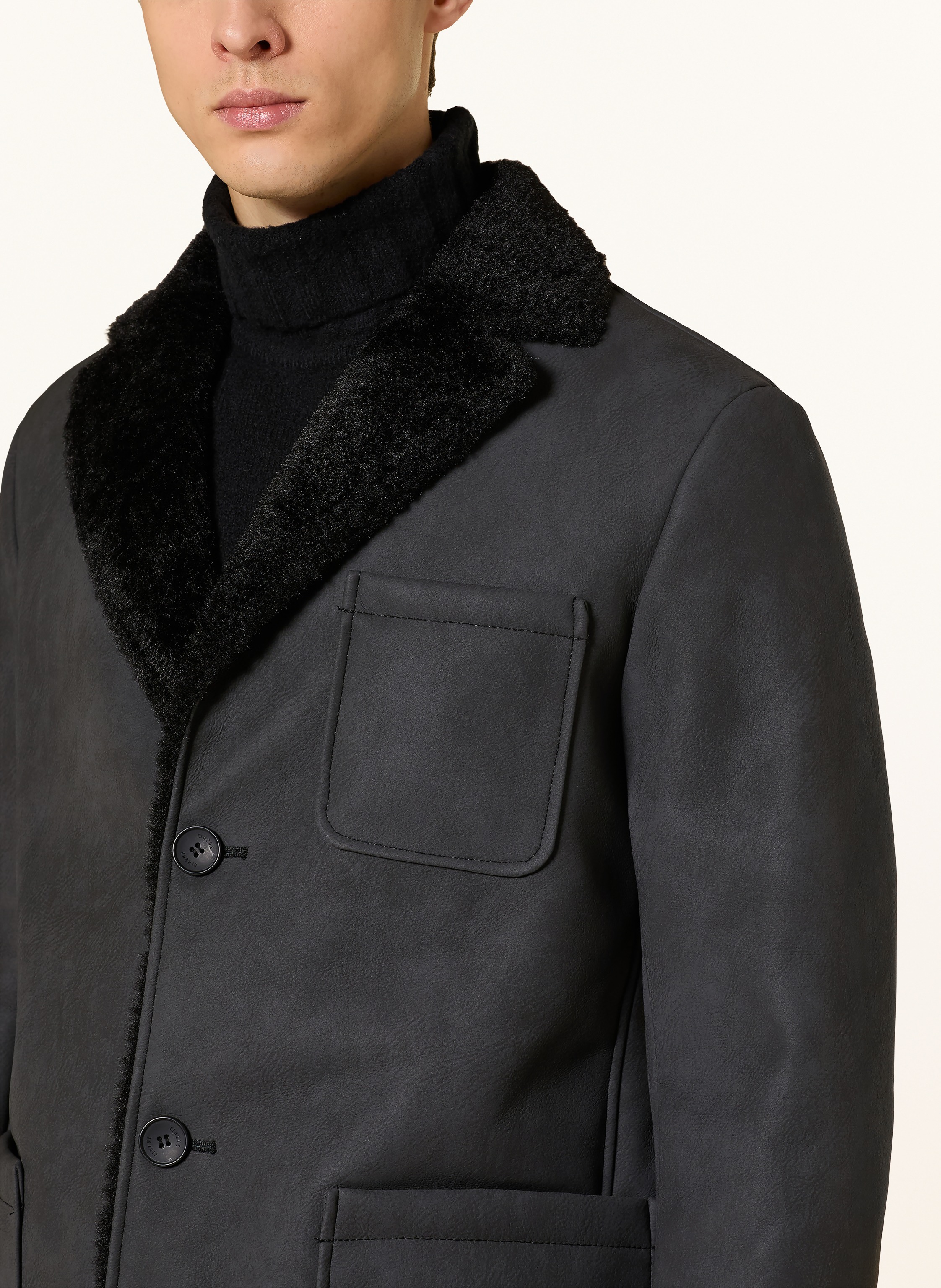 Thumbnail - Cinque Mantel Cilord In Lederoptik schwarz