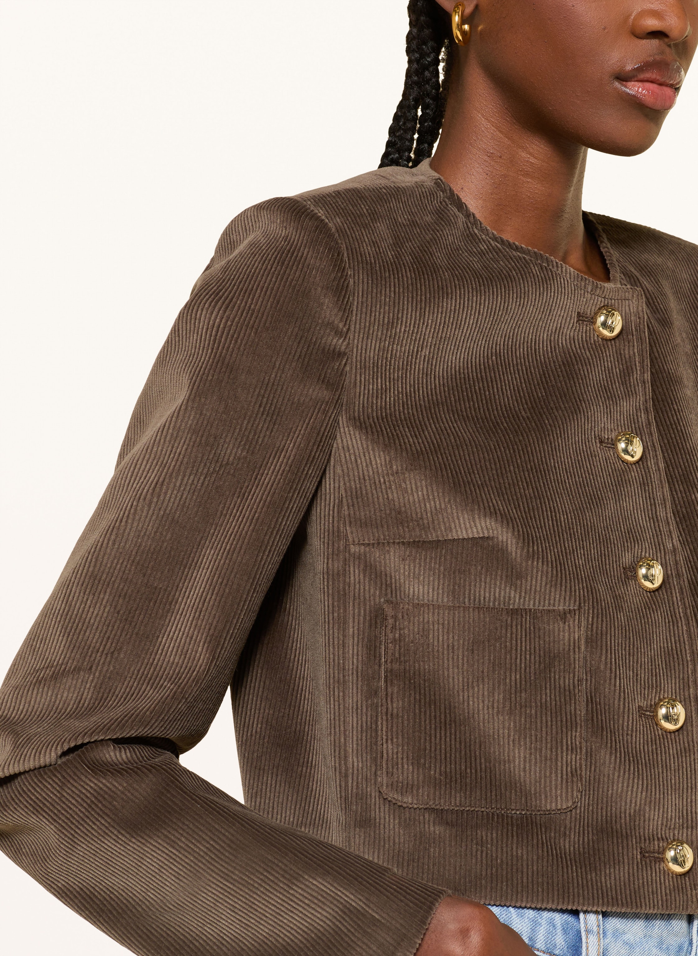 Thumbnail - Claudie Pierlot Kastenjacke Aus Cord beige