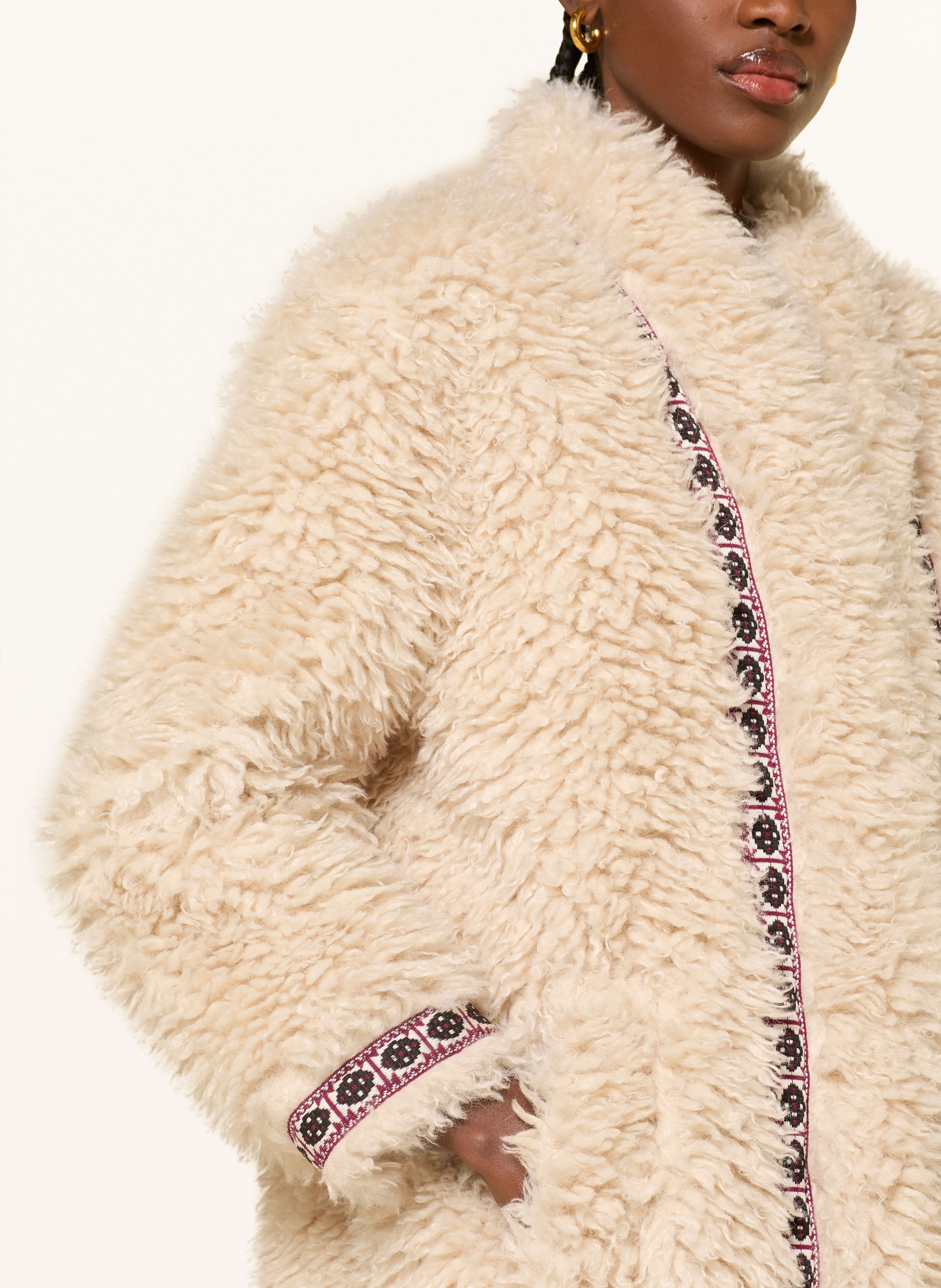 Thumbnail - Ba&Sh Teddyfell-Mantel Cais weiss